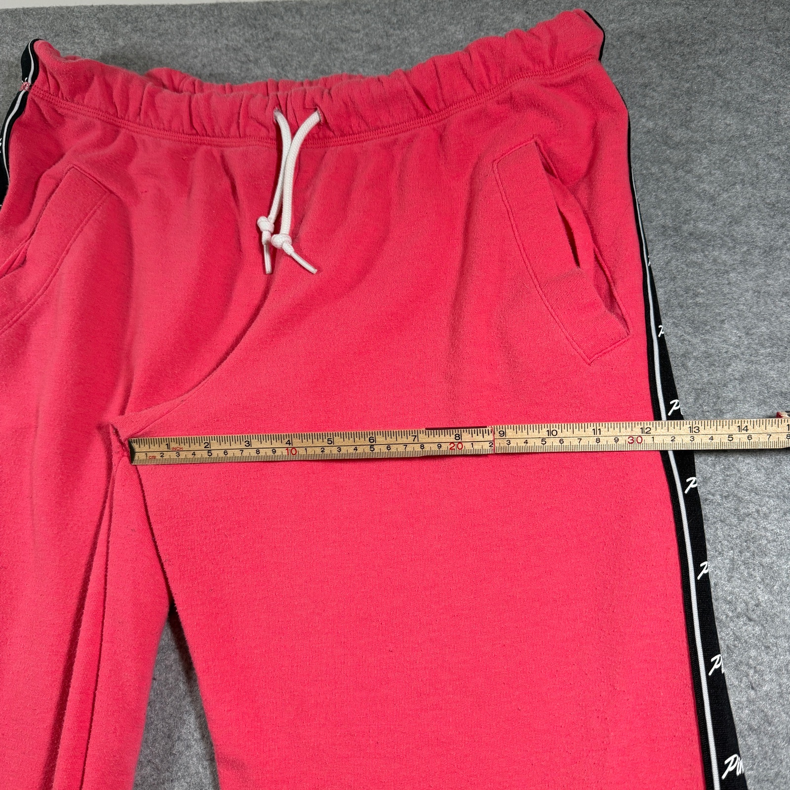 PINK Victoria's Secret Wide Leg Sweatpants Womens M Pink Logo Taping Lounge thumbnail 7