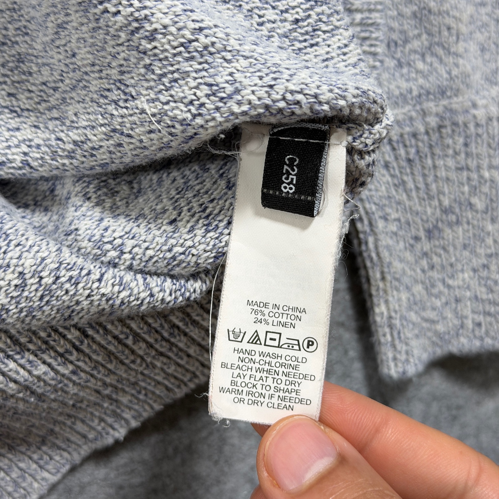 Jack Spade Sweater Mens S Heather Blue White Cotton Linen Blend Raglan Preppy thumbnail 4