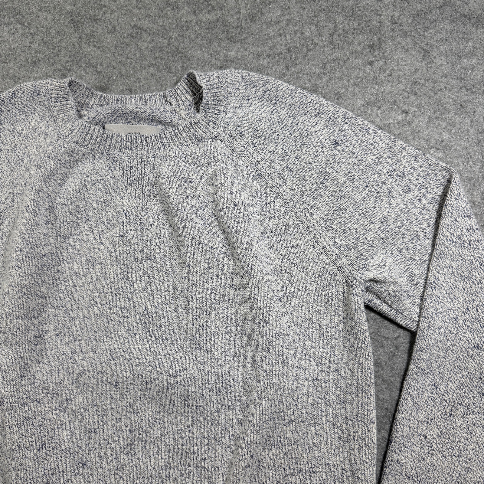 Jack Spade Sweater Mens S Heather Blue White Cotton Linen Blend Raglan Preppy thumbnail 5