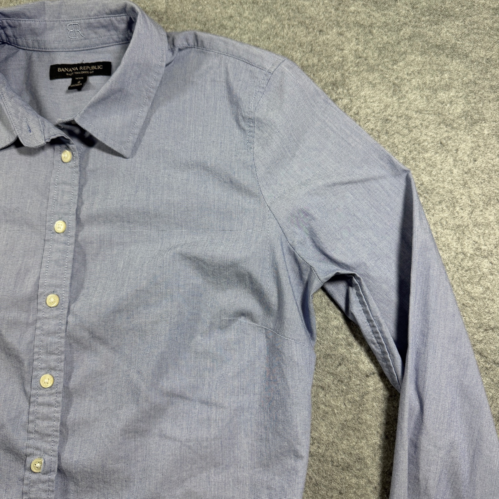 Banana Republic Riley Button Down Shirt Womens 4 Petite Blue Chambray Tailored thumbnail 4
