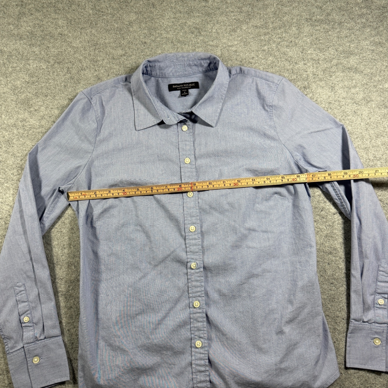 Banana Republic Riley Button Down Shirt Womens 4 Petite Blue Chambray Tailored thumbnail 6