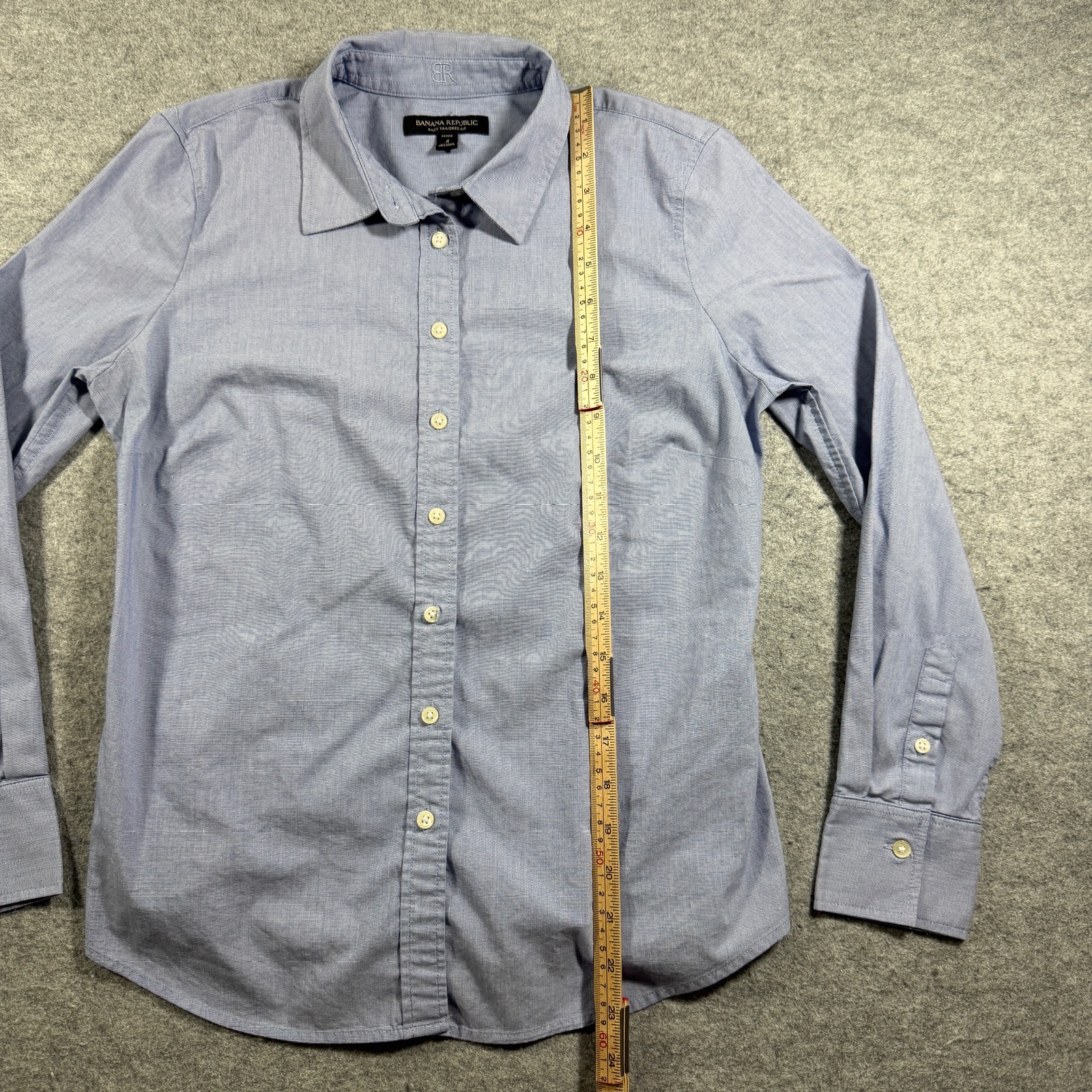 Banana Republic Riley Button Down Shirt Womens 4 Petite Blue Chambray Tailored thumbnail 7