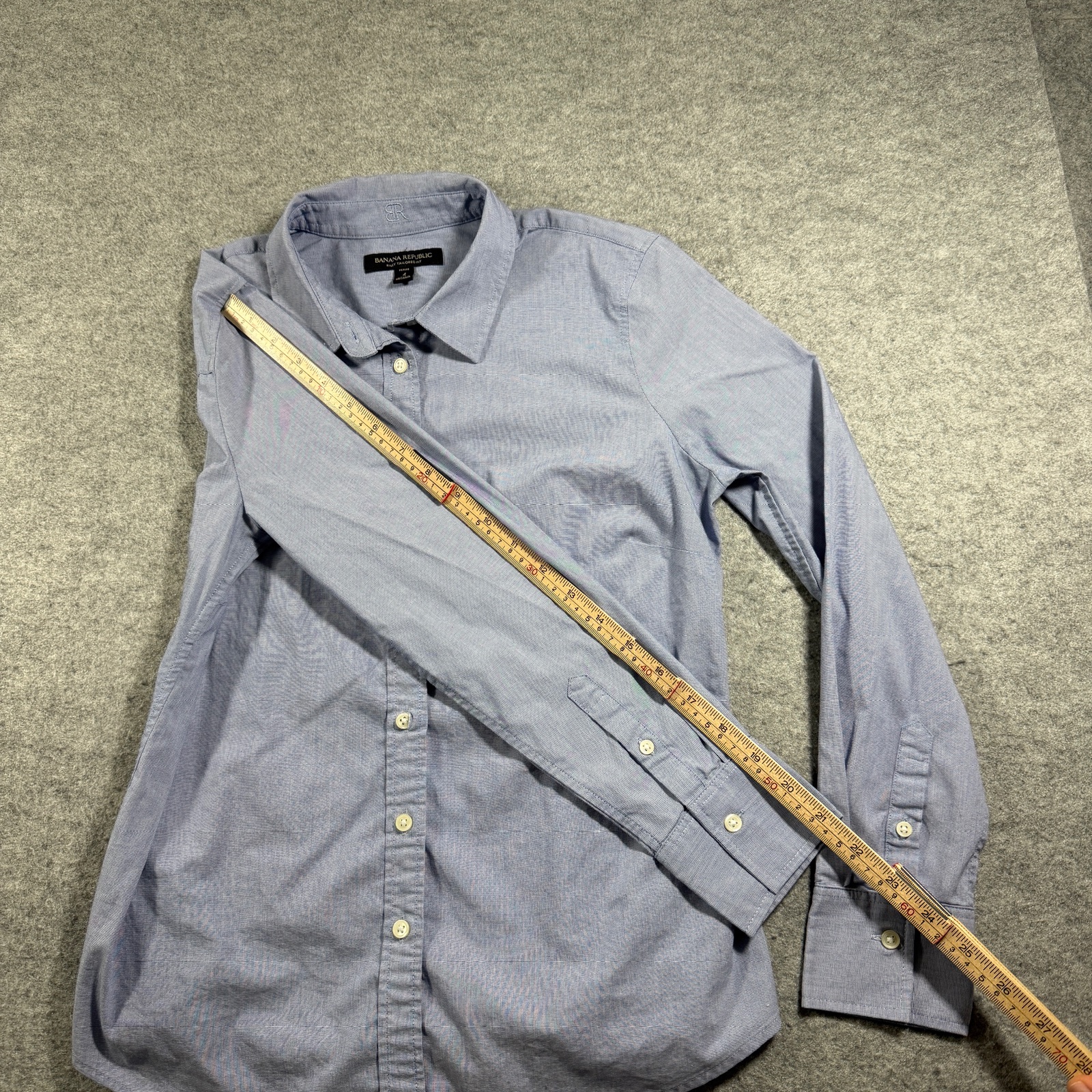 Banana Republic Riley Button Down Shirt Womens 4 Petite Blue Chambray Tailored thumbnail 8