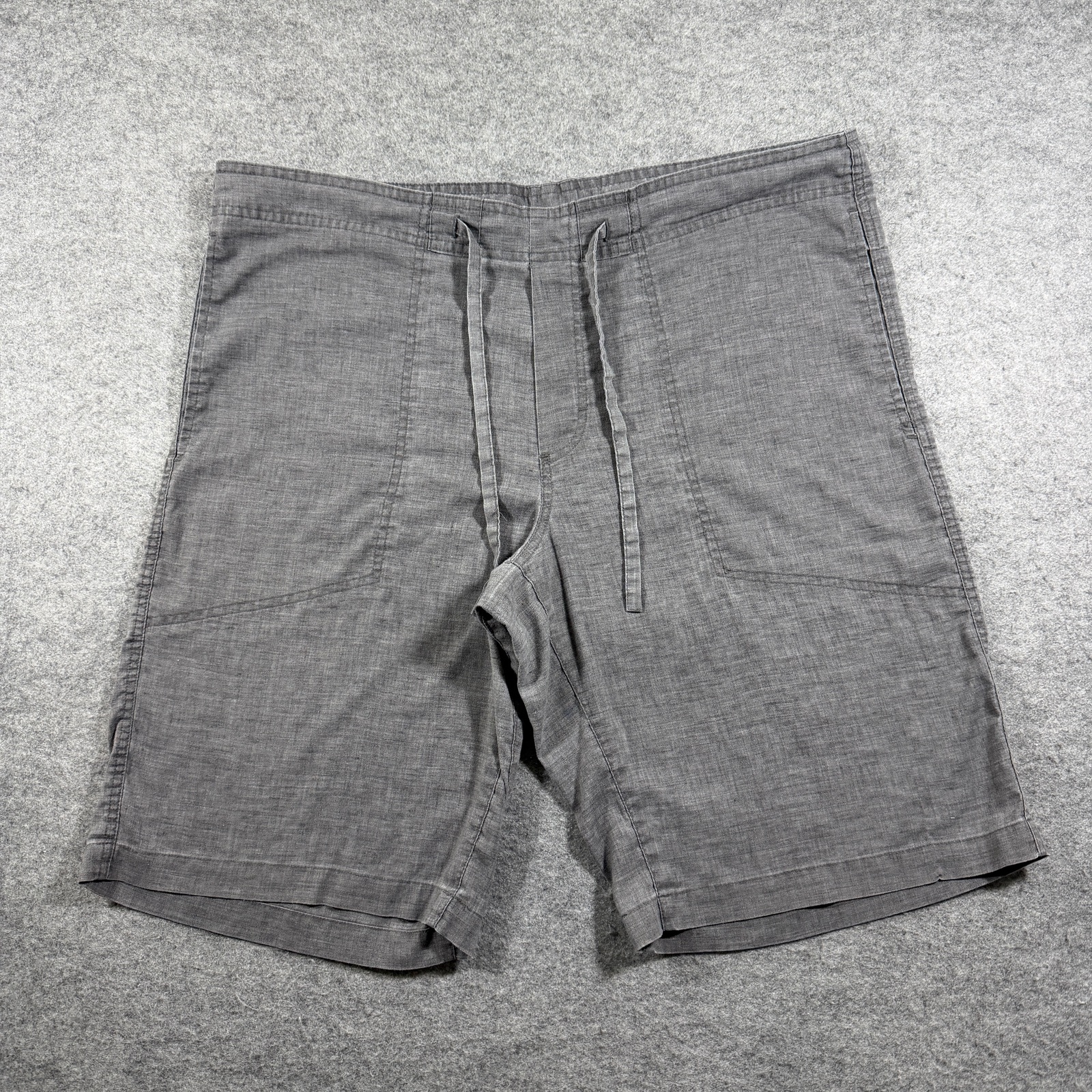 prAna Shorts Mens L Gray Hemp Relaxed Fit Flat Front Lightweight Breathable
