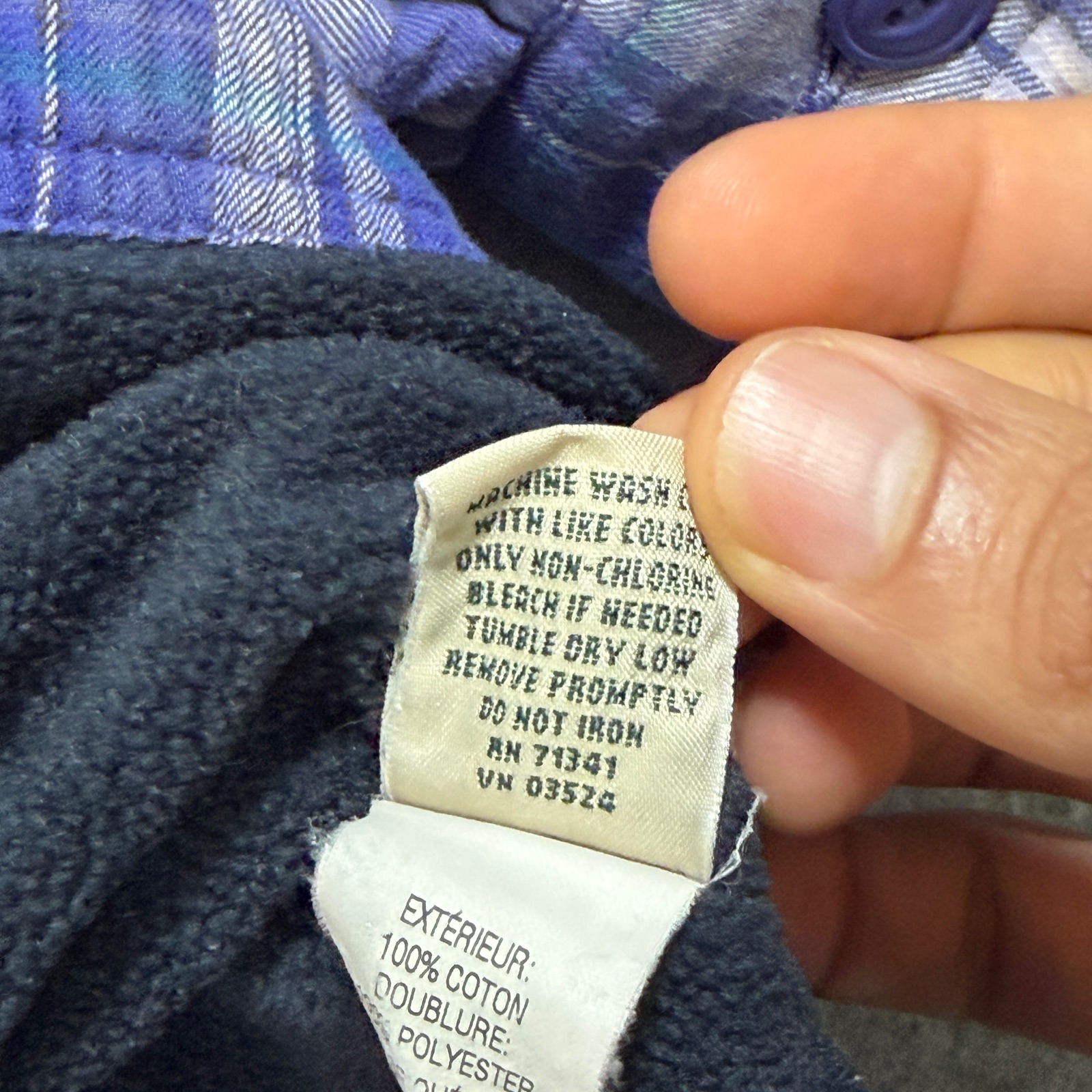 VTG L.L.Bean Flannel Shirt Jacket Womens XS Purple Plaid Fleece Lined Button Up thumbnail 13