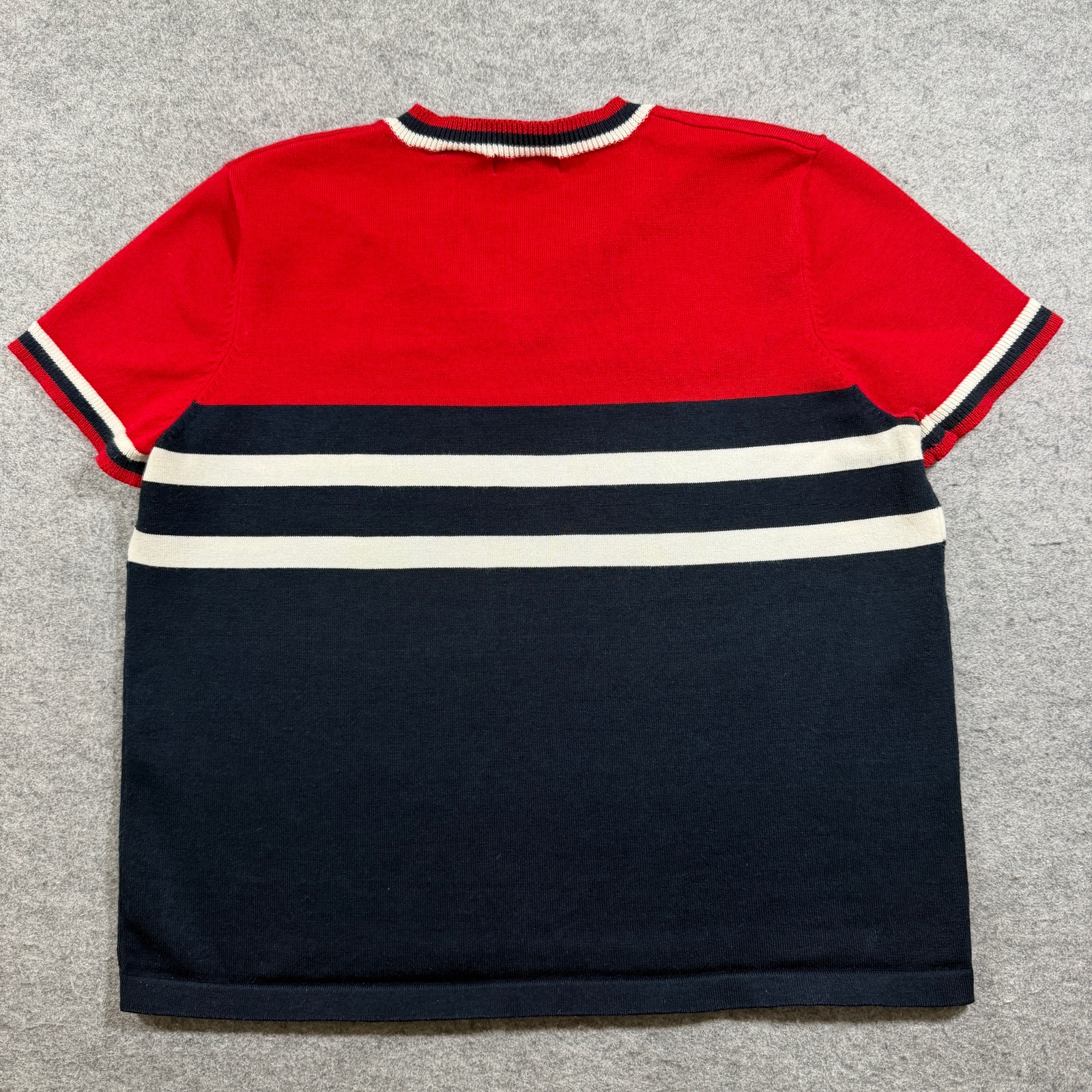 White Stag Vintage Sweater Womens Large Red Navy Star V-Neck Striped Fall Knit thumbnail 2