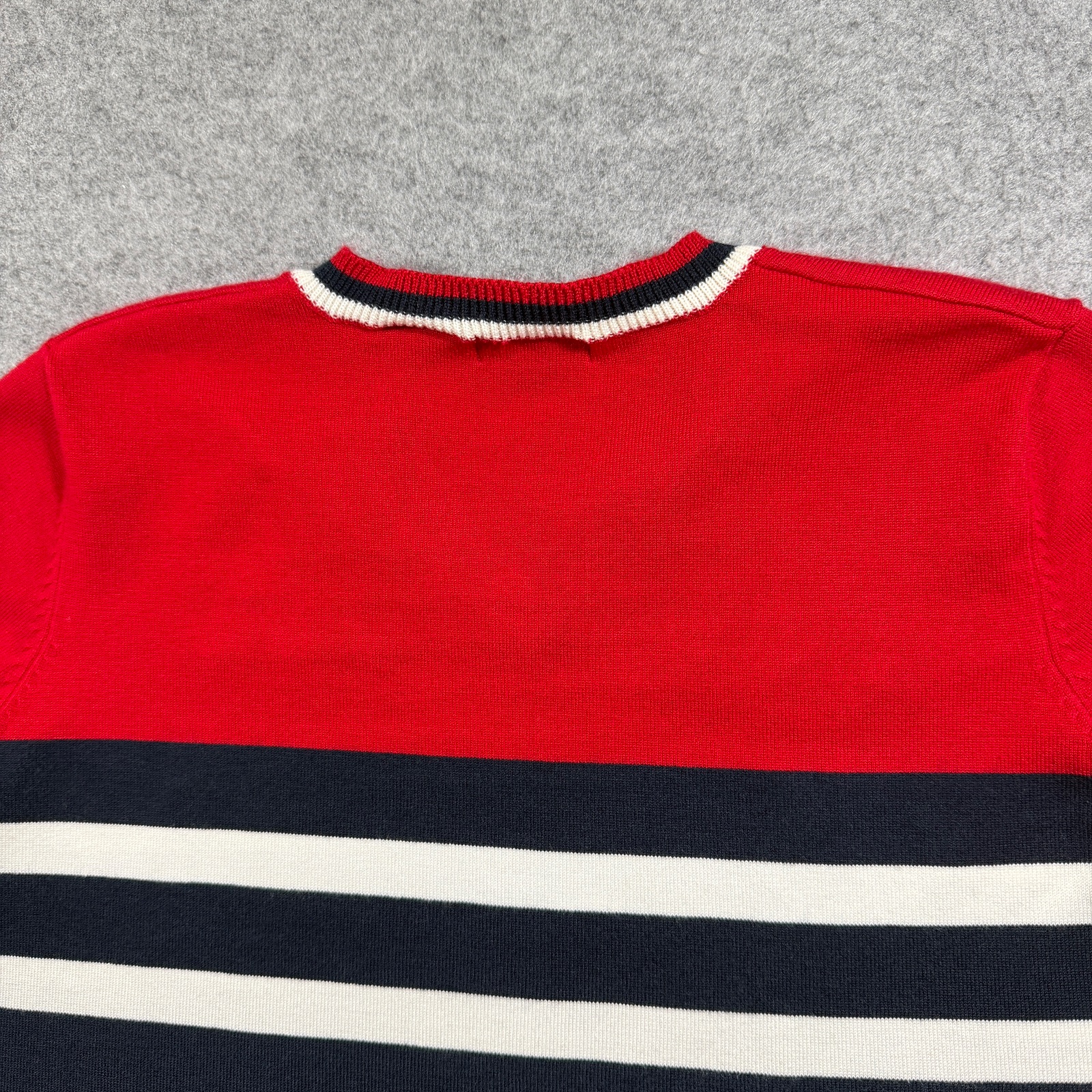 White Stag Vintage Sweater Womens Large Red Navy Star V-Neck Striped Fall Knit thumbnail 10