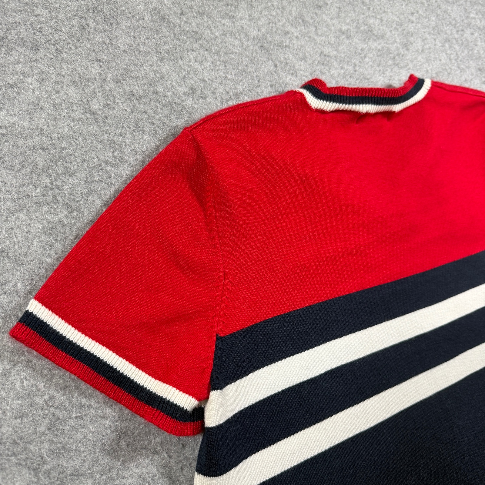 White Stag Vintage Sweater Womens Large Red Navy Star V-Neck Striped Fall Knit thumbnail 11