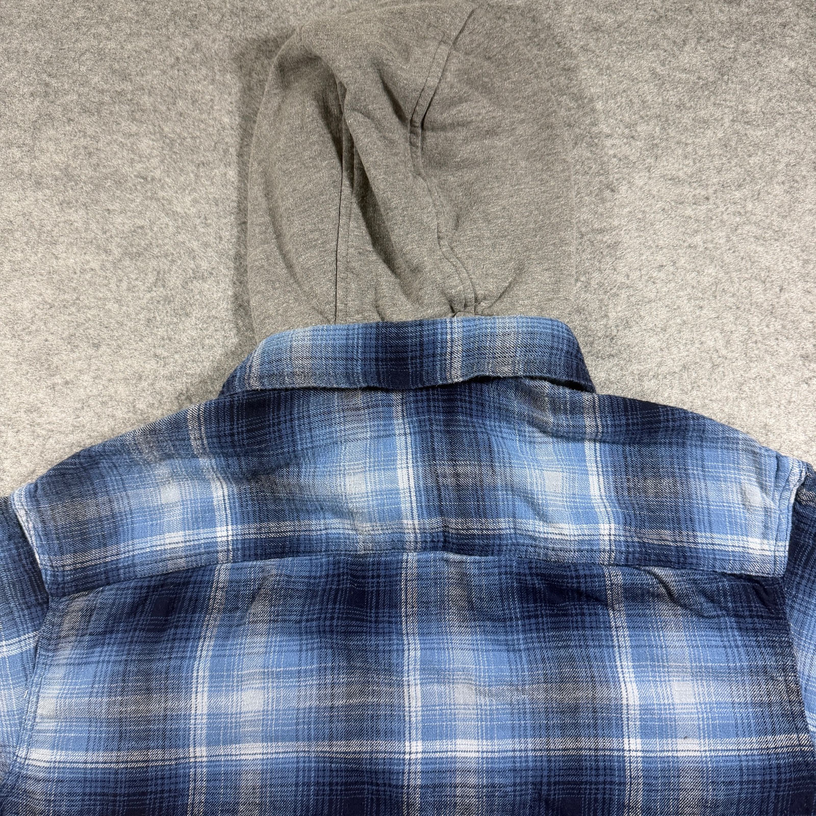 American Eagle Hooded Flannel Shirt Mens M Blue Plaid Button Down Super Soft thumbnail 4