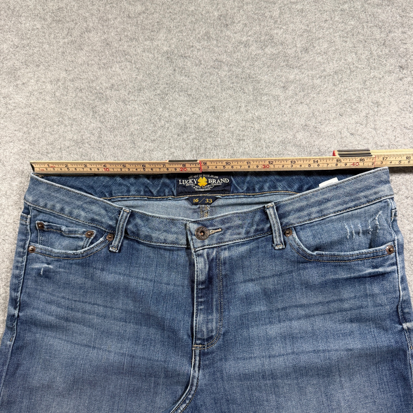 Vintage Lucky Brand Lolita Crop Jeans Womens 16/33 Blue Denim Distressed Knee thumbnail 7
