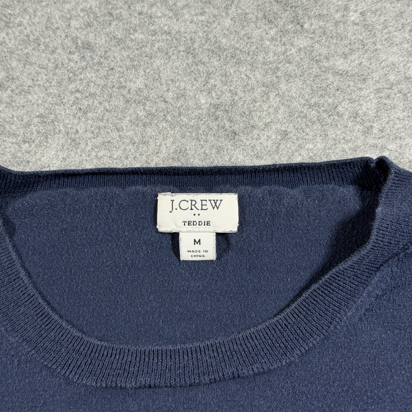 J.Crew Teddie Sweater Womens M Navy Cotton Crew Neck Relaxed Fit Classic Fall thumbnail 3
