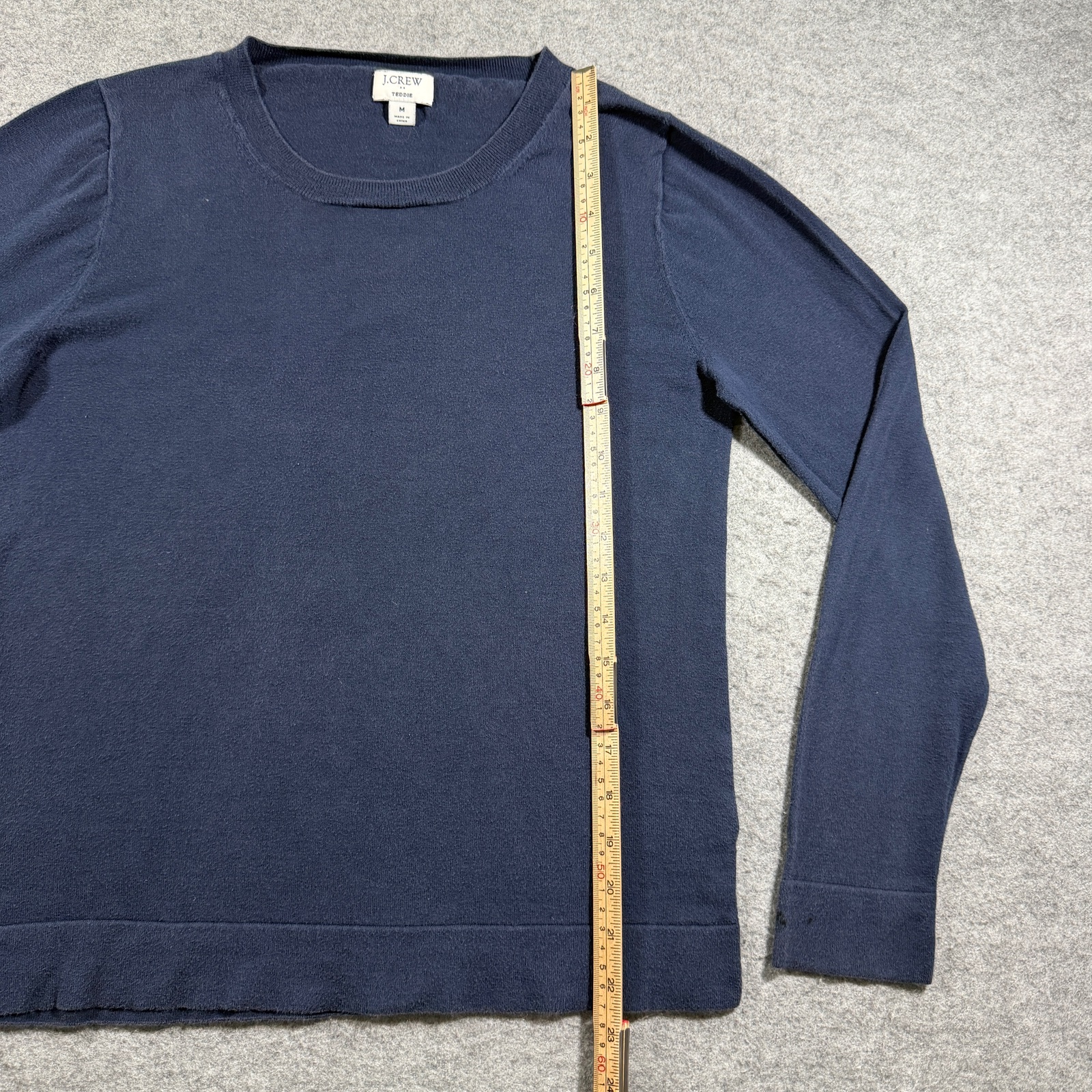 J.Crew Teddie Sweater Womens M Navy Cotton Crew Neck Relaxed Fit Classic Fall thumbnail 6