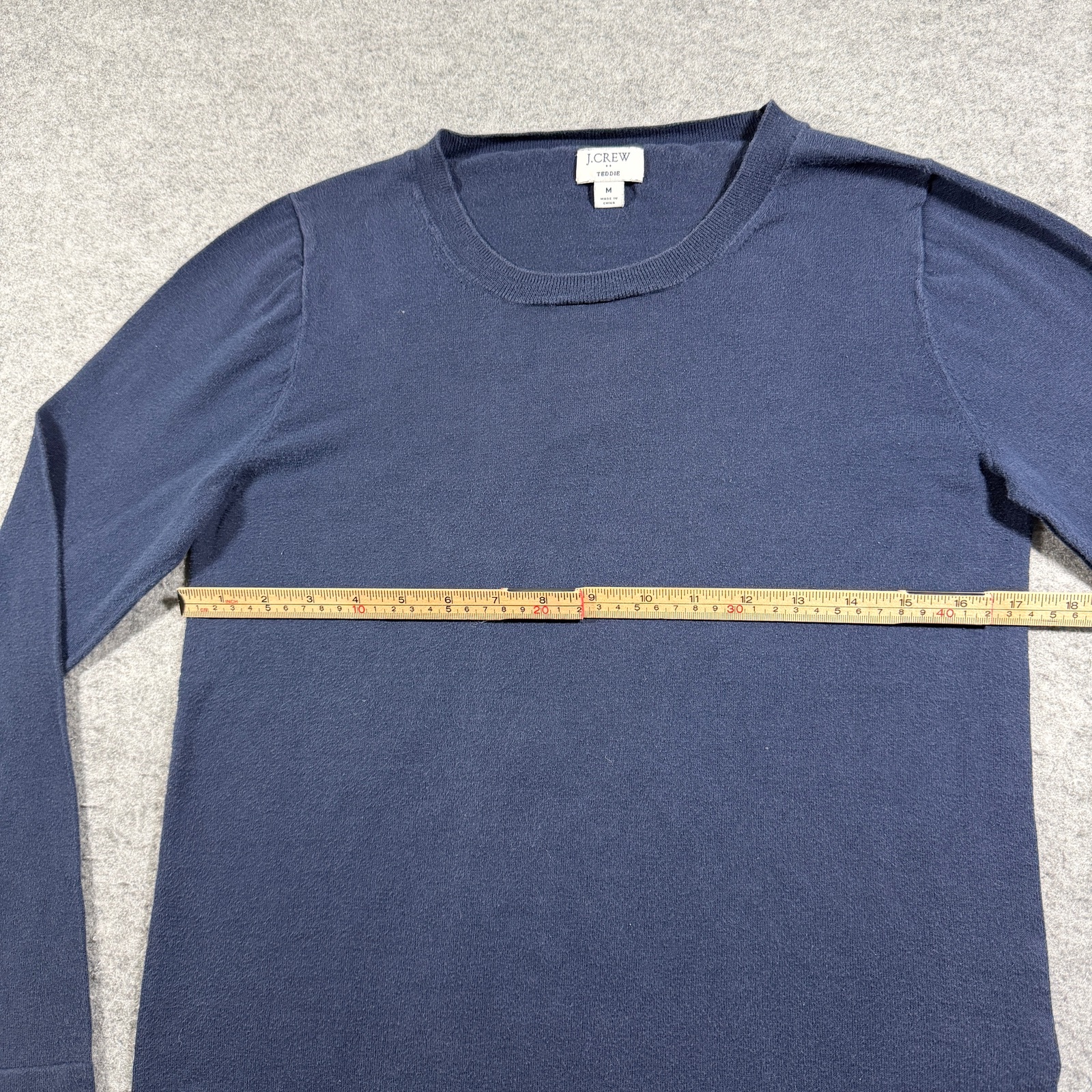 J.Crew Teddie Sweater Womens M Navy Cotton Crew Neck Relaxed Fit Classic Fall thumbnail 7