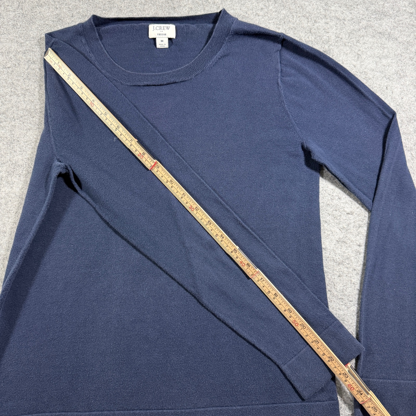 J.Crew Teddie Sweater Womens M Navy Cotton Crew Neck Relaxed Fit Classic Fall thumbnail 8