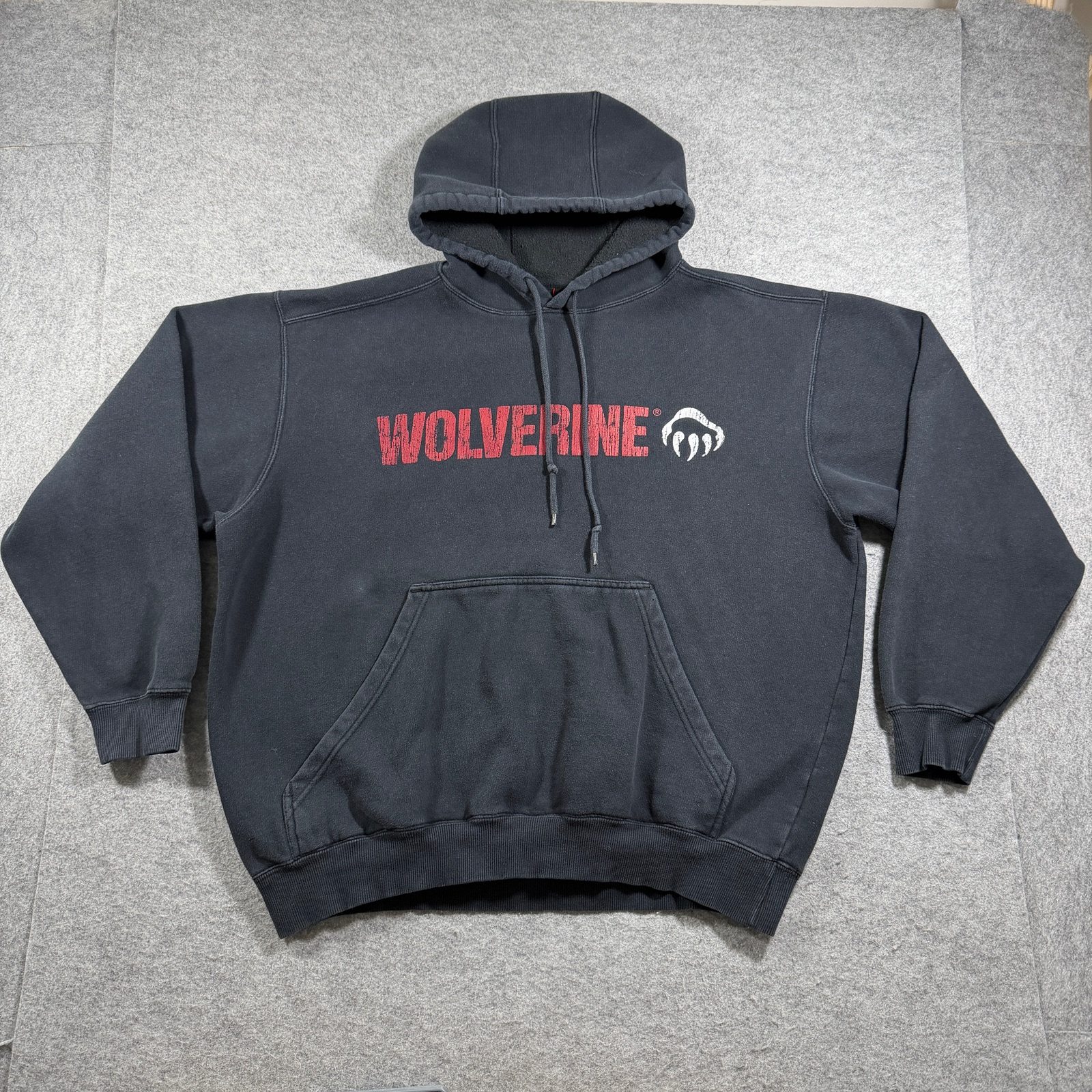 Wolverine Hoodie Mens XL Black Heavyweight Fleece Workwear Graphic Pullover