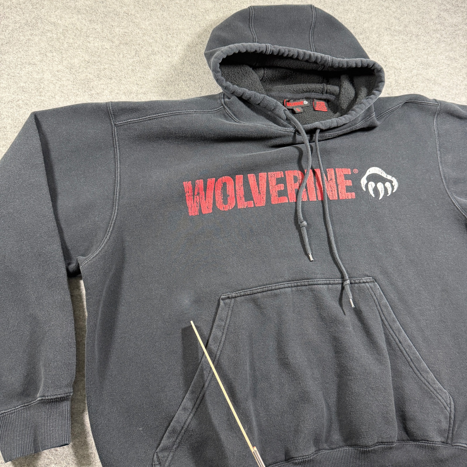 Wolverine Hoodie Mens XL Black Heavyweight Fleece Workwear Graphic Pullover thumbnail 3