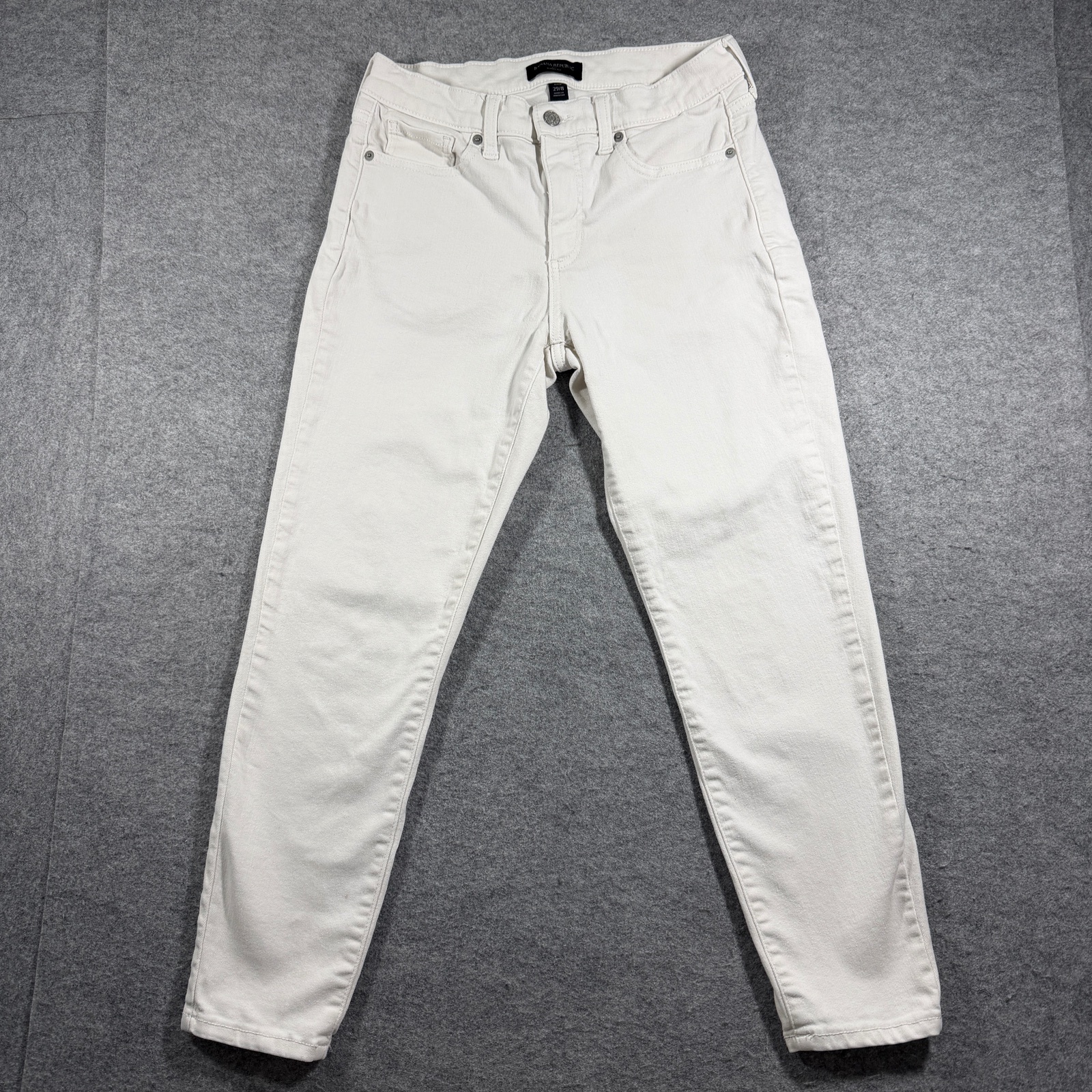 Banana Republic Skinny Jeans Womens 29 Petite White Denim Button Fly Stretch