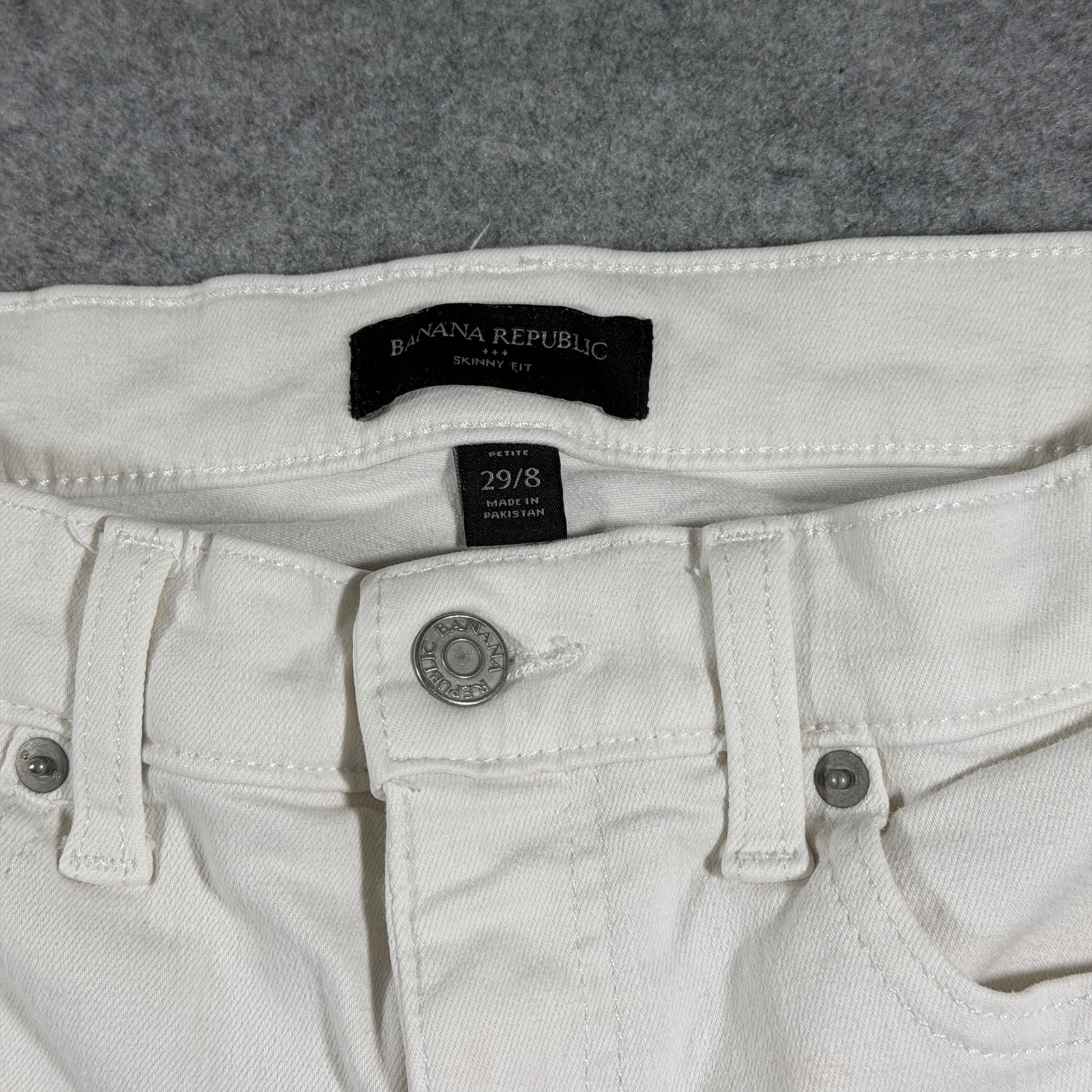 Banana Republic Skinny Jeans Womens 29 Petite White Denim Button Fly Stretch thumbnail 5