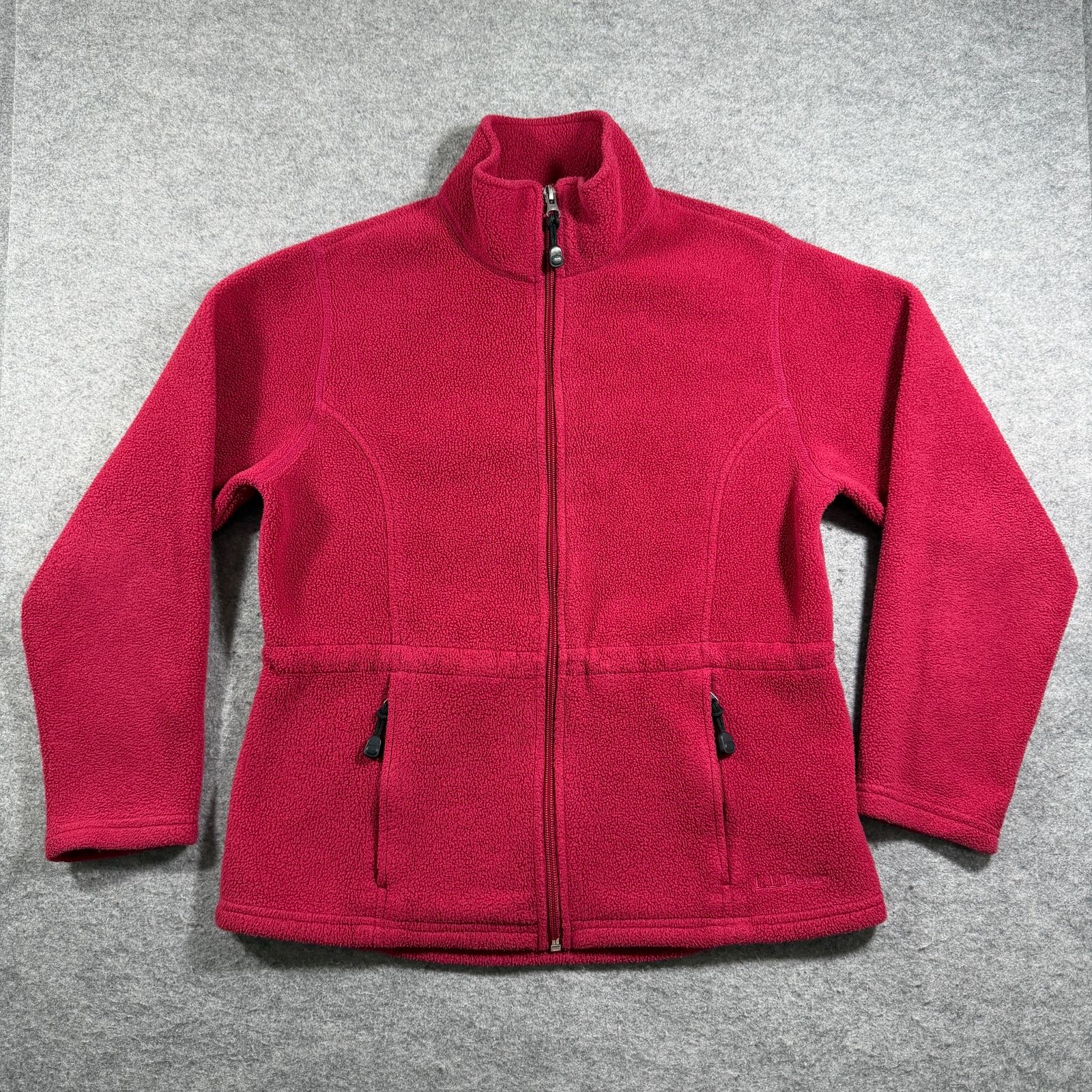 Vintage L.L.Bean Fleece Jacket Womens S Red Full Zip Outdoor Hiking High Collar