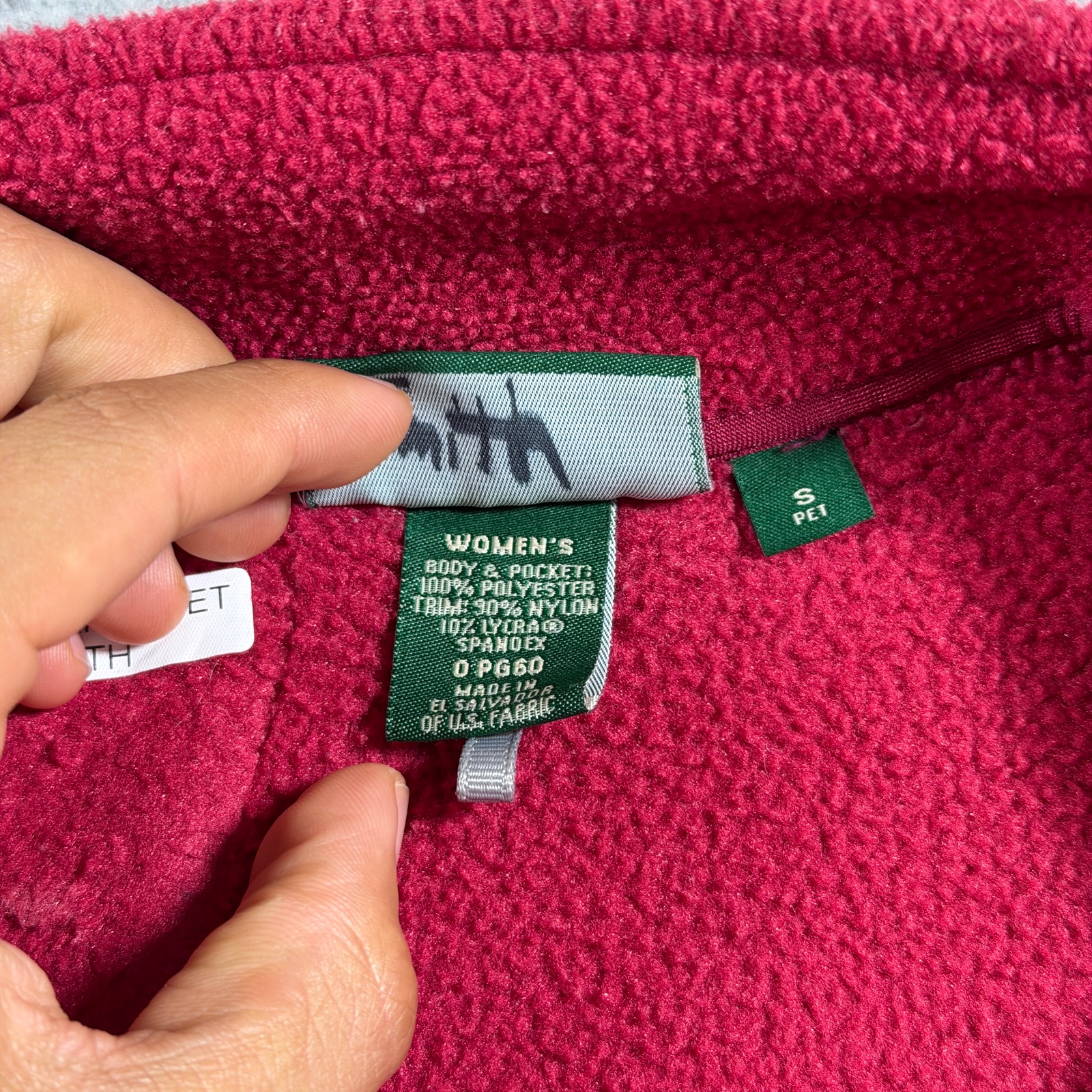 Vintage L.L.Bean Fleece Jacket Womens S Red Full Zip Outdoor Hiking High Collar thumbnail 4