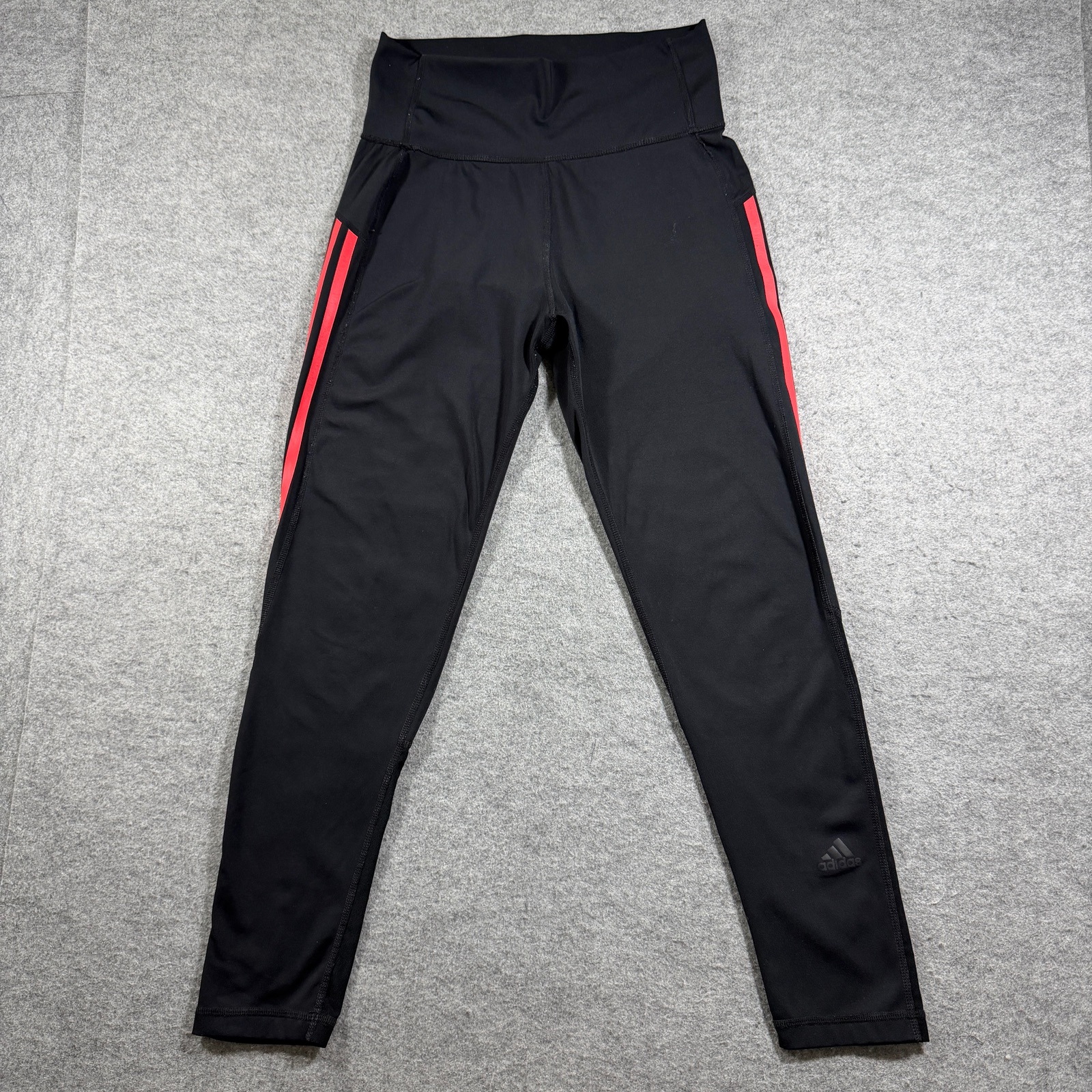 Adidas Tiro Leggings Womens M Black Red Stripe High Waist Athleisure Training