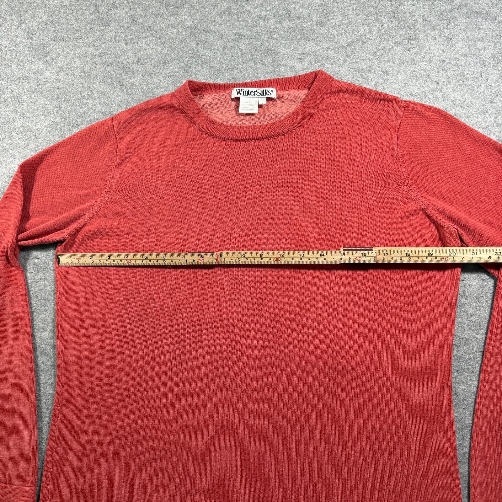 VTG WinterSilks Sweater Womens L Brick Red Silk Crew Neck Lightweight Knit Layer thumbnail 7