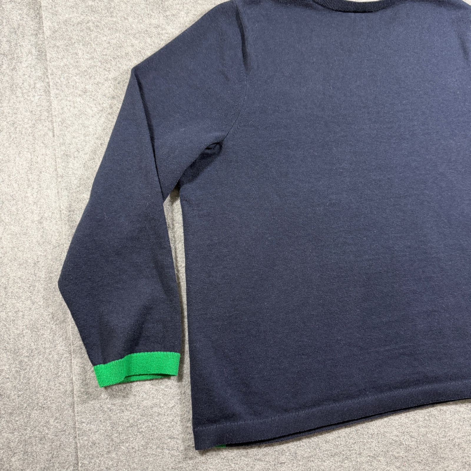 J.Jill Sweater Womens 2X Navy Green Stripe Crew Neck Relaxed Fit Cotton Knit thumbnail 4