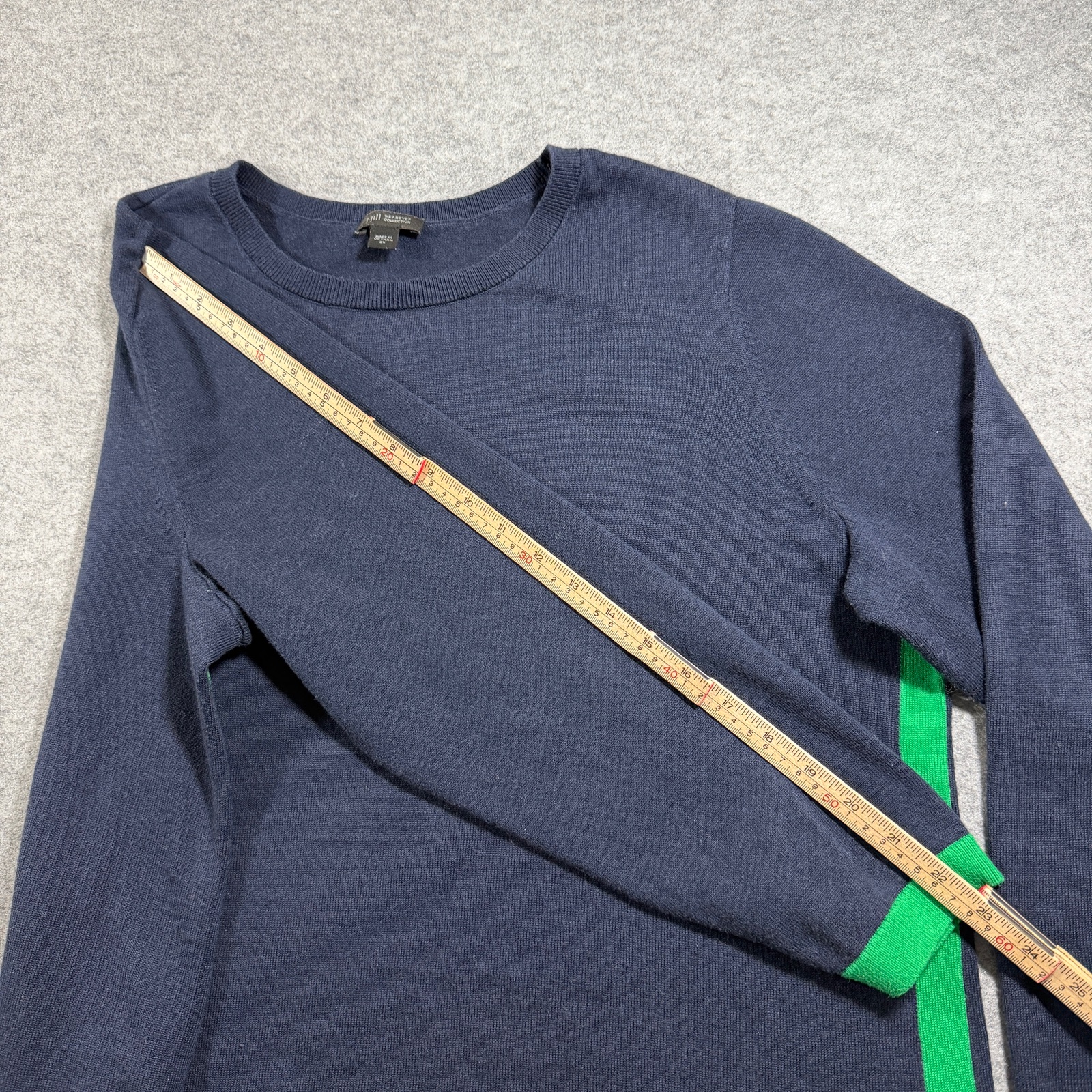 J.Jill Sweater Womens 2X Navy Green Stripe Crew Neck Relaxed Fit Cotton Knit thumbnail 8