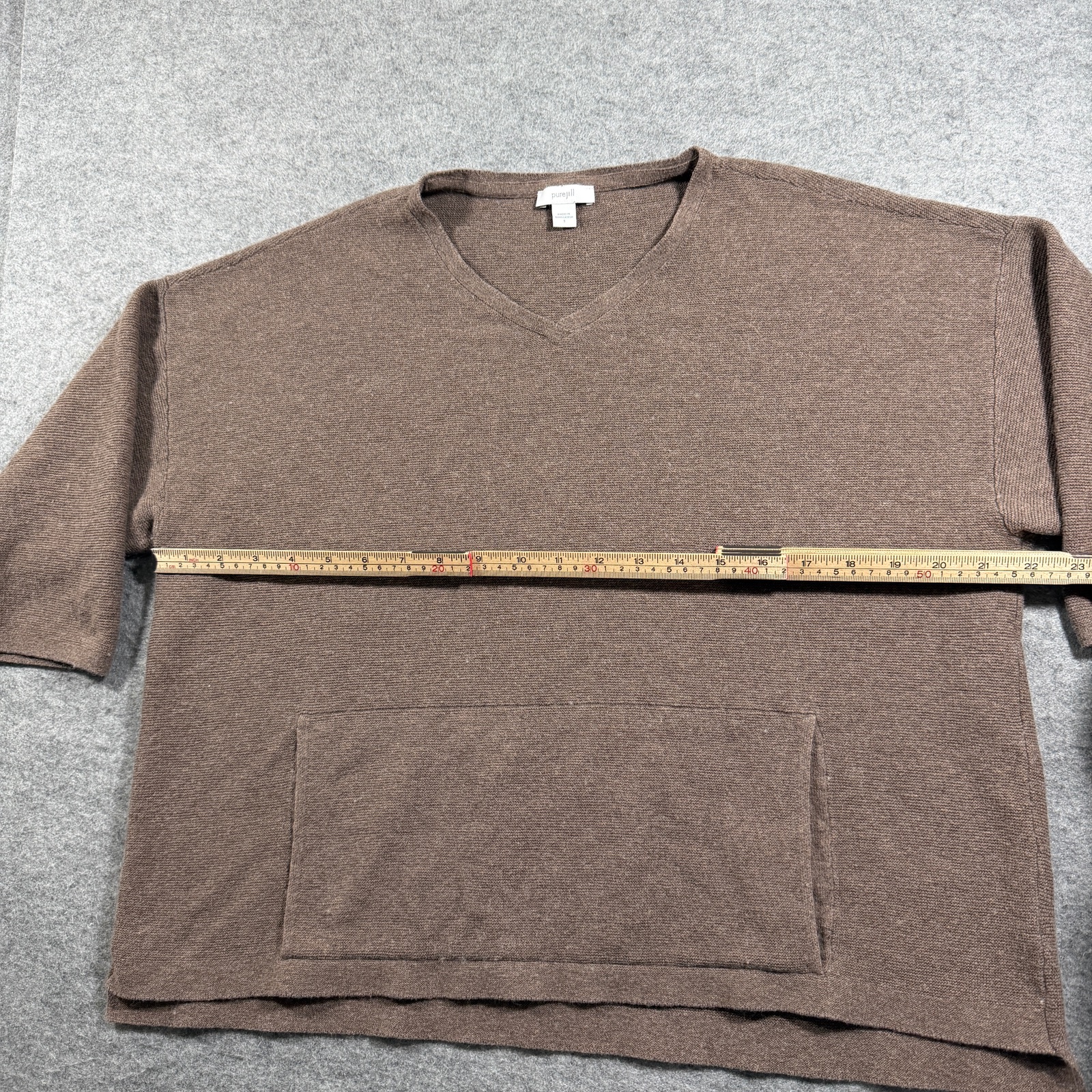Pure Jill Sweater Womens S Brown V-Neck Cropped Cotton Silk Wool Boxy Casual thumbnail 7