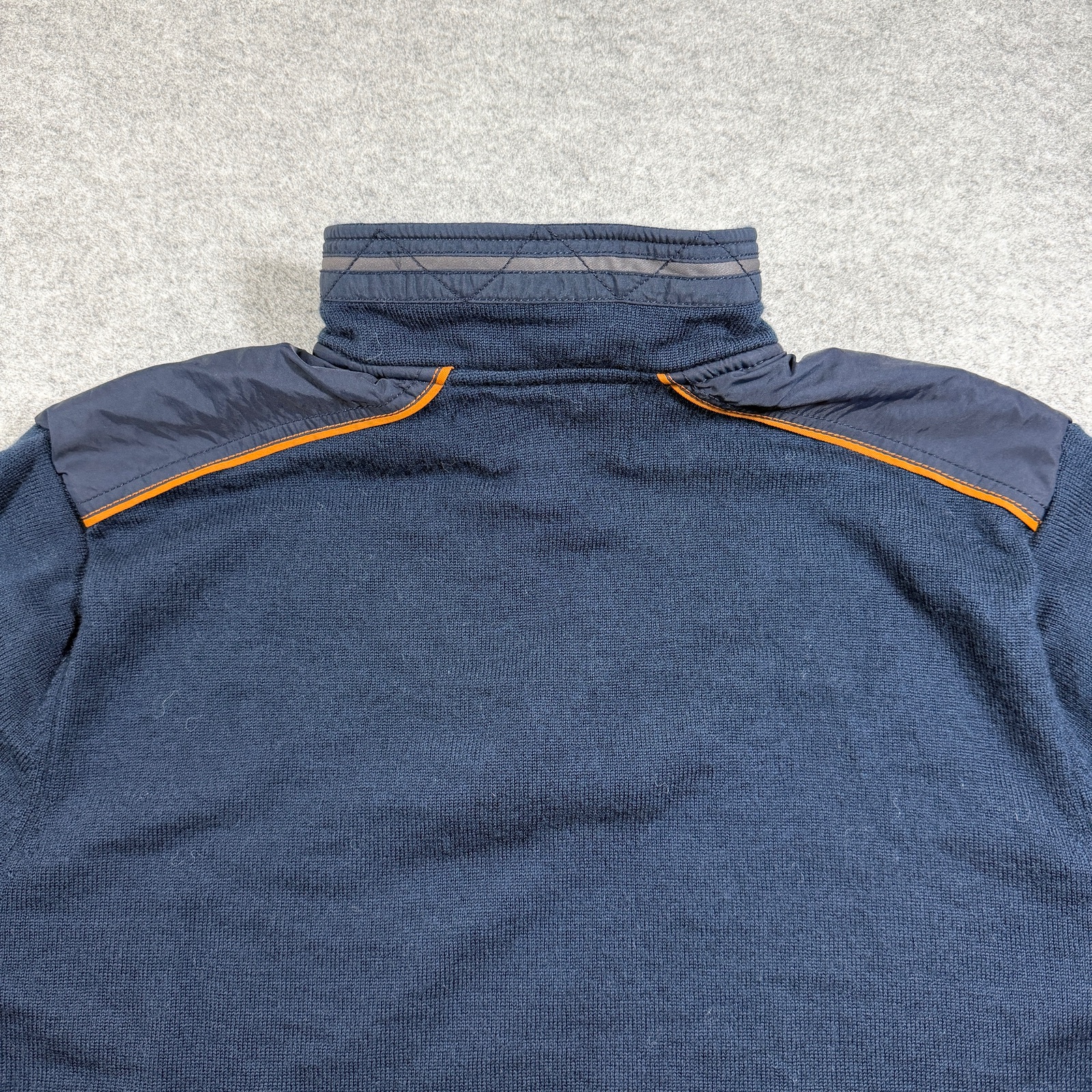 Orvis 100% Merino Wool Knit Sweater Mens L Navy 1/4 Zip Elbow Patch Preppy thumbnail 10