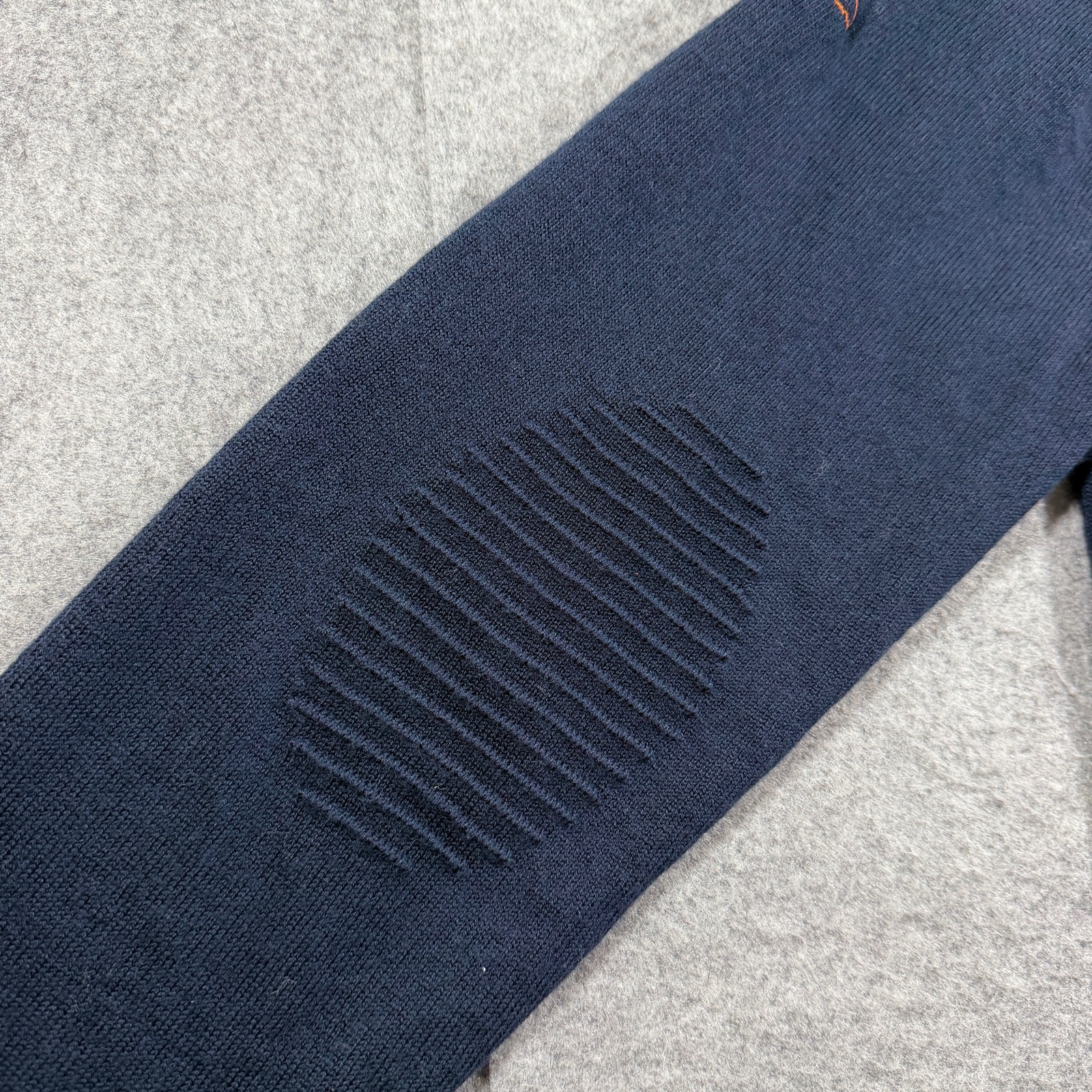 Orvis 100% Merino Wool Knit Sweater Mens L Navy 1/4 Zip Elbow Patch Preppy thumbnail 11
