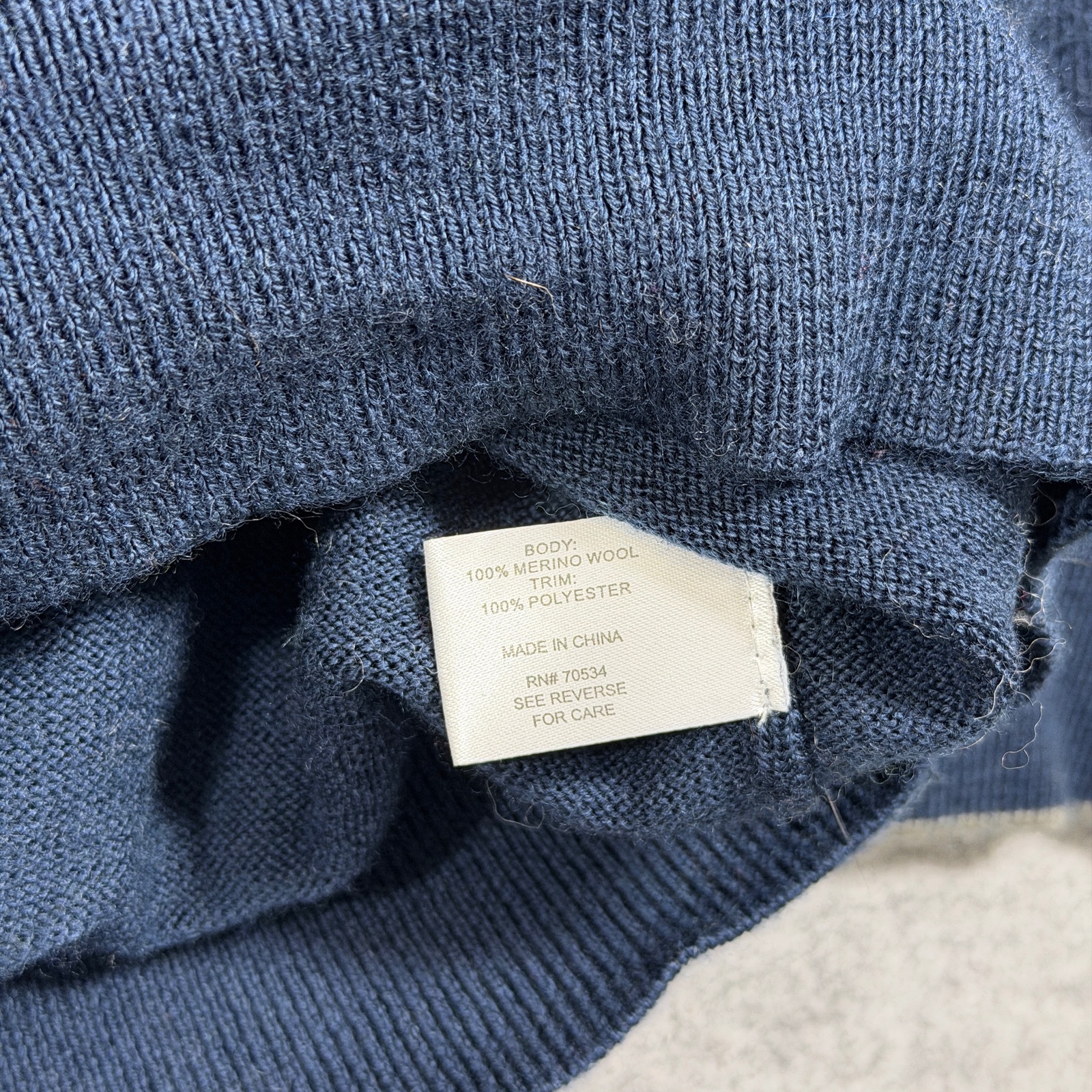 Orvis 100% Merino Wool Knit Sweater Mens L Navy 1/4 Zip Elbow Patch Preppy thumbnail 12