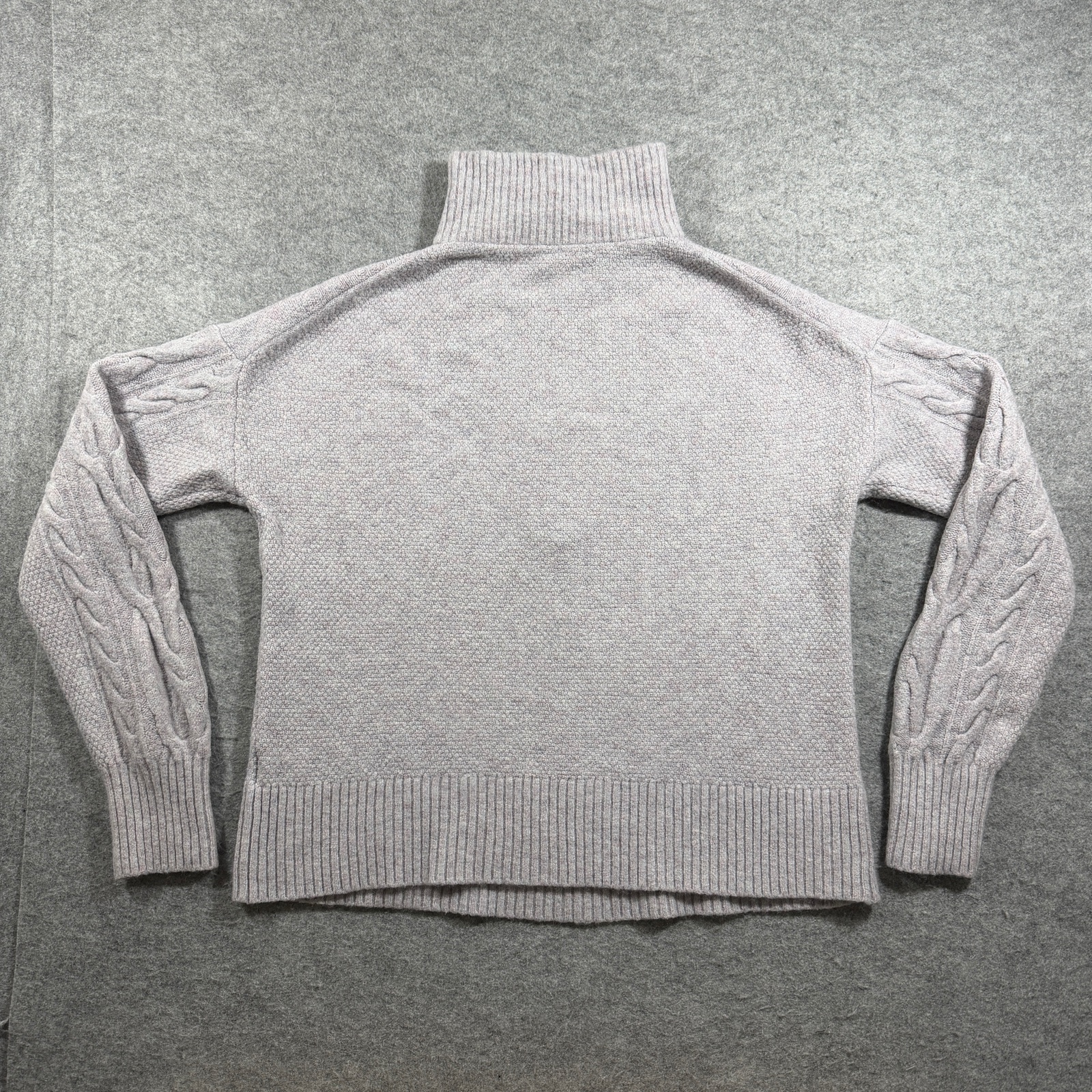 J.Crew Turtleneck Sweater Womens XS Gray Merino Wool Alpaca Cable Knit Preppy thumbnail 2