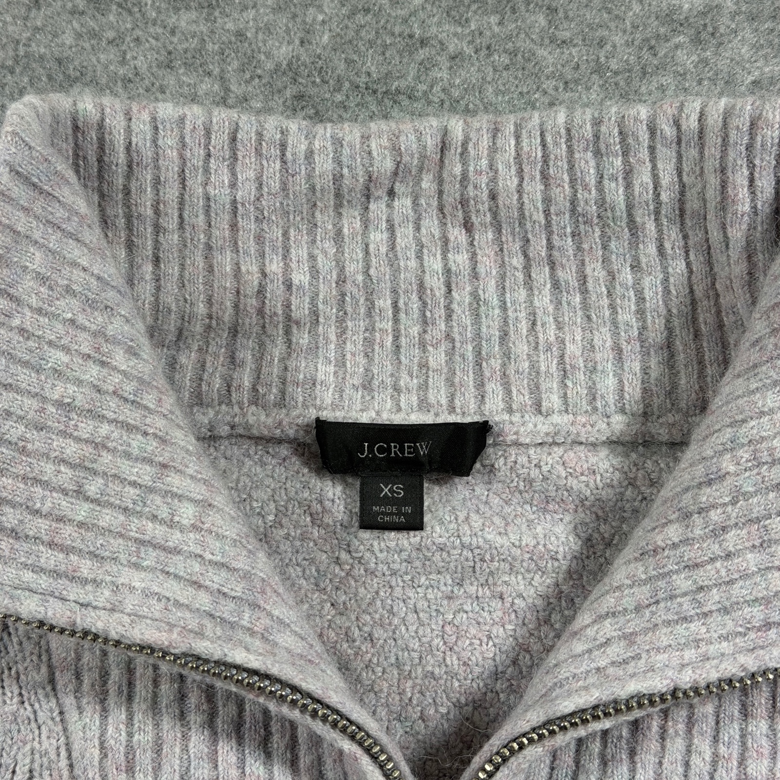 J.Crew Turtleneck Sweater Womens XS Gray Merino Wool Alpaca Cable Knit Preppy thumbnail 3