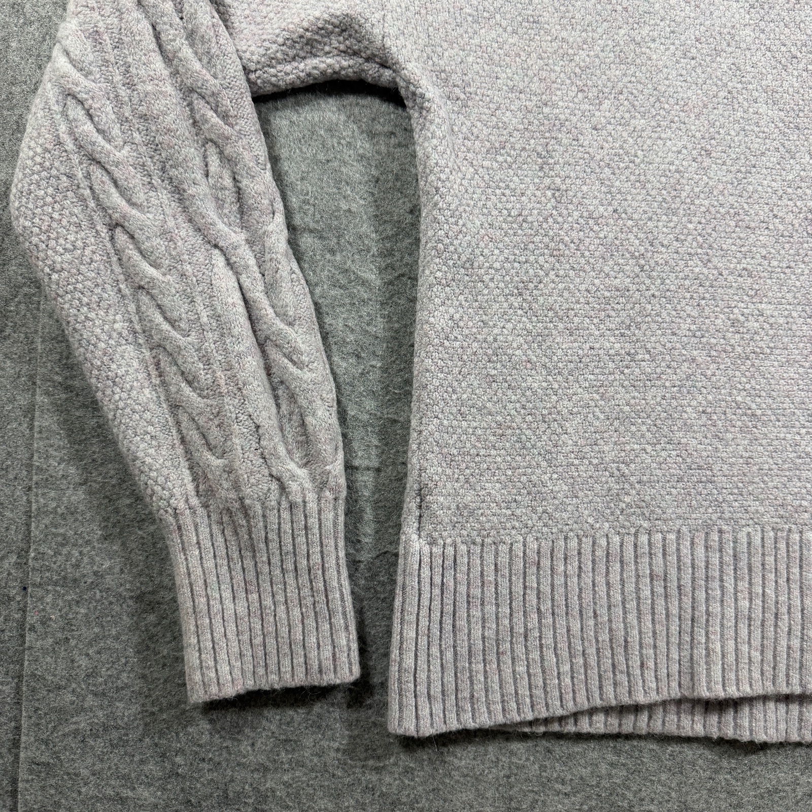 J.Crew Turtleneck Sweater Womens XS Gray Merino Wool Alpaca Cable Knit Preppy thumbnail 5
