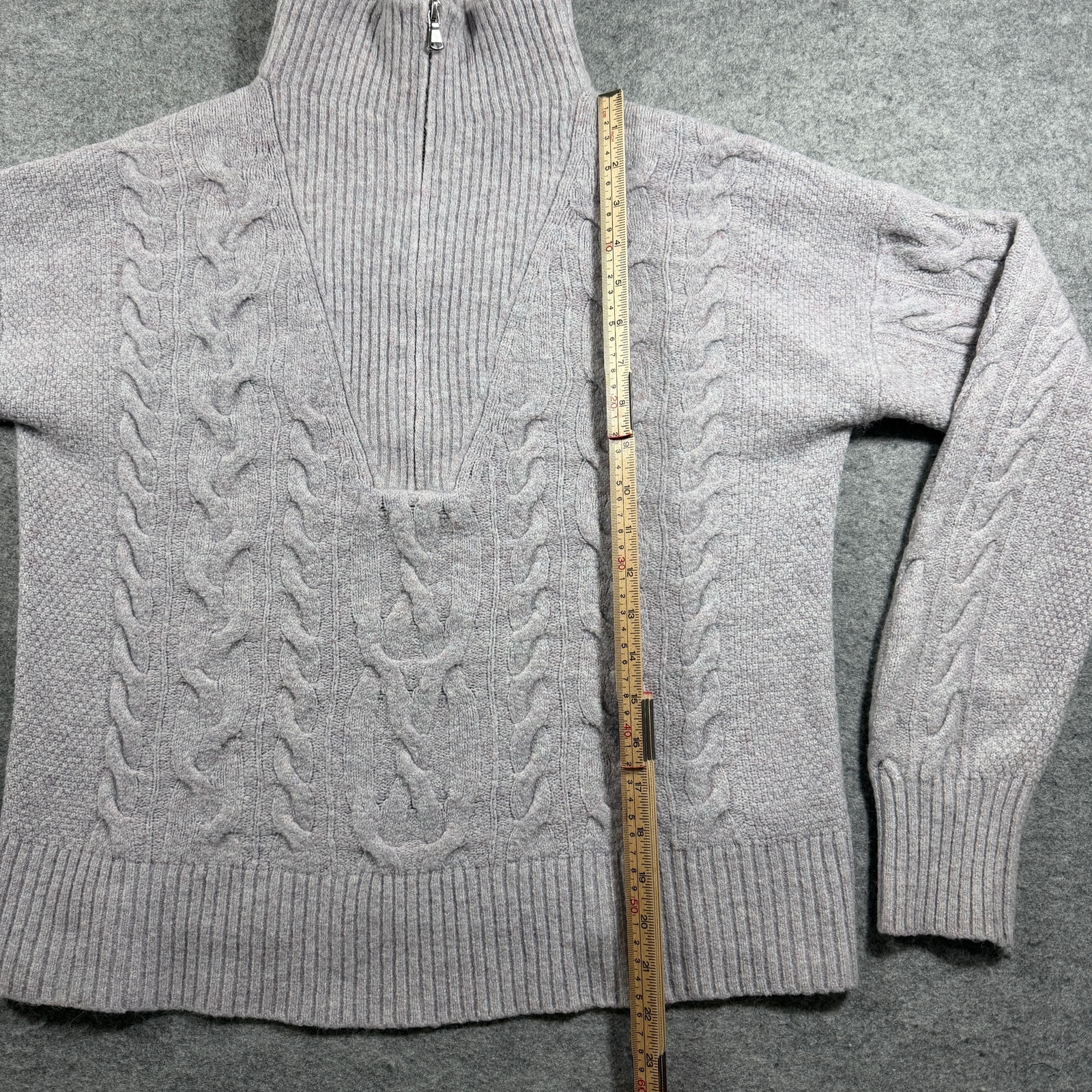 J.Crew Turtleneck Sweater Womens XS Gray Merino Wool Alpaca Cable Knit Preppy thumbnail 6