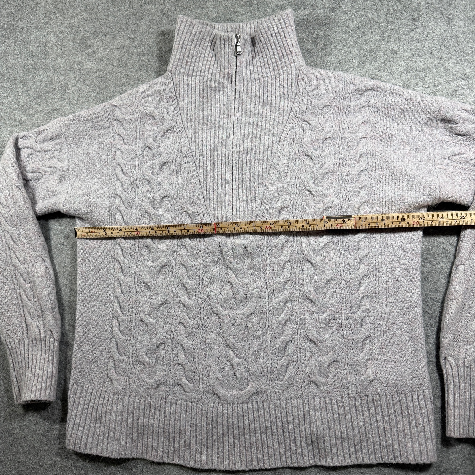 J.Crew Turtleneck Sweater Womens XS Gray Merino Wool Alpaca Cable Knit Preppy thumbnail 7