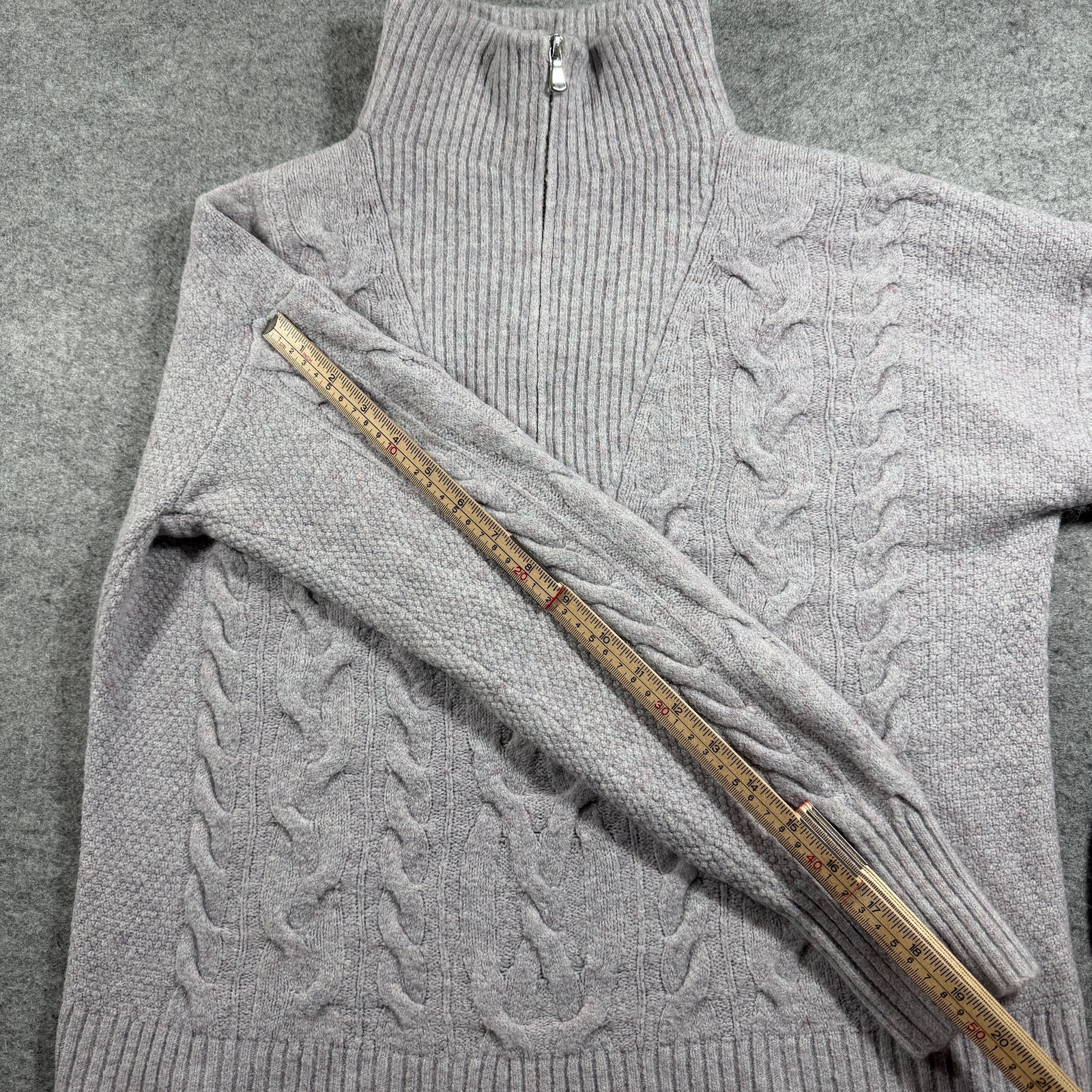 J.Crew Turtleneck Sweater Womens XS Gray Merino Wool Alpaca Cable Knit Preppy thumbnail 8