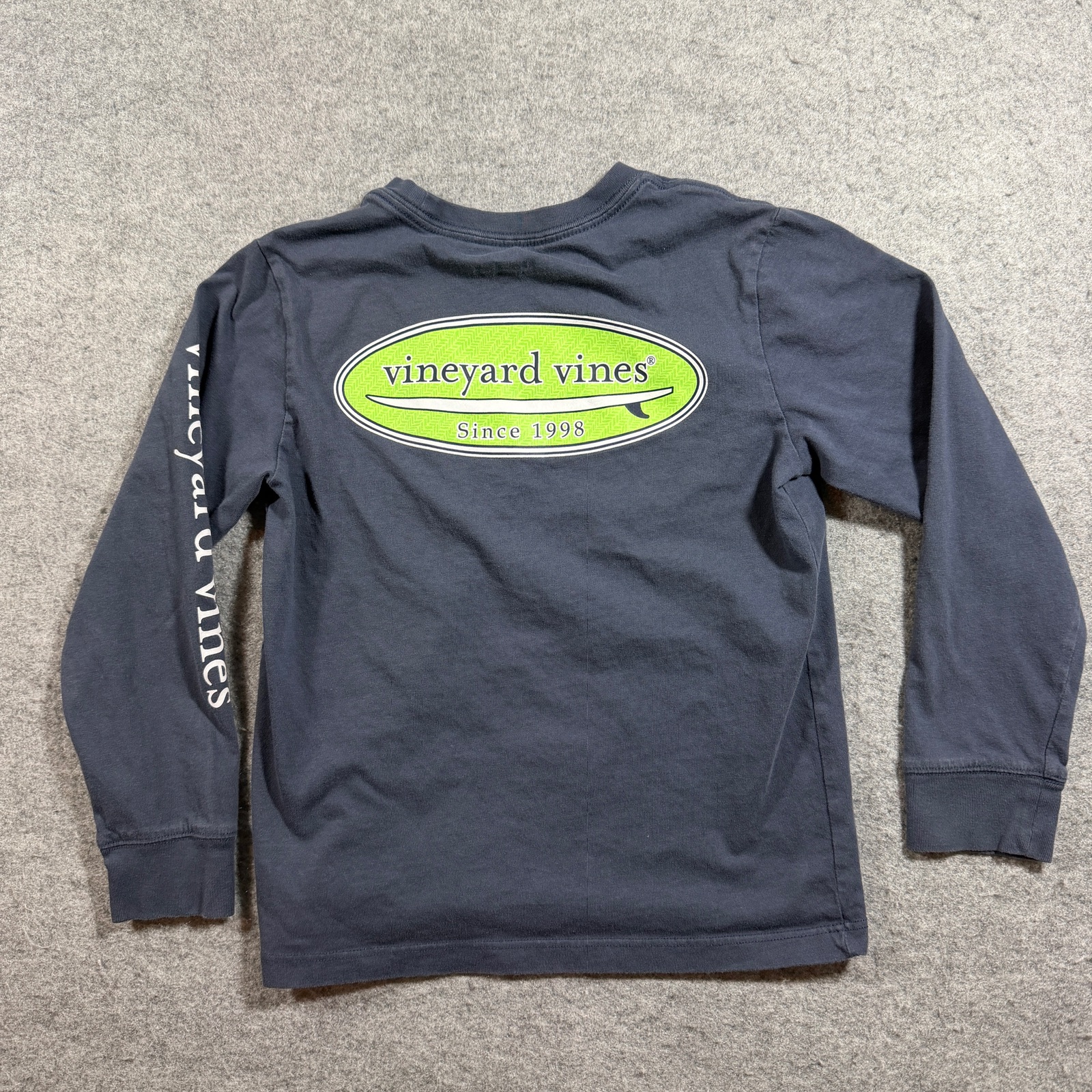 Vineyard Vines Long Sleeve Pocket T Shirt Boys 5 Navy Slate Blue Preppy Cotton thumbnail 2