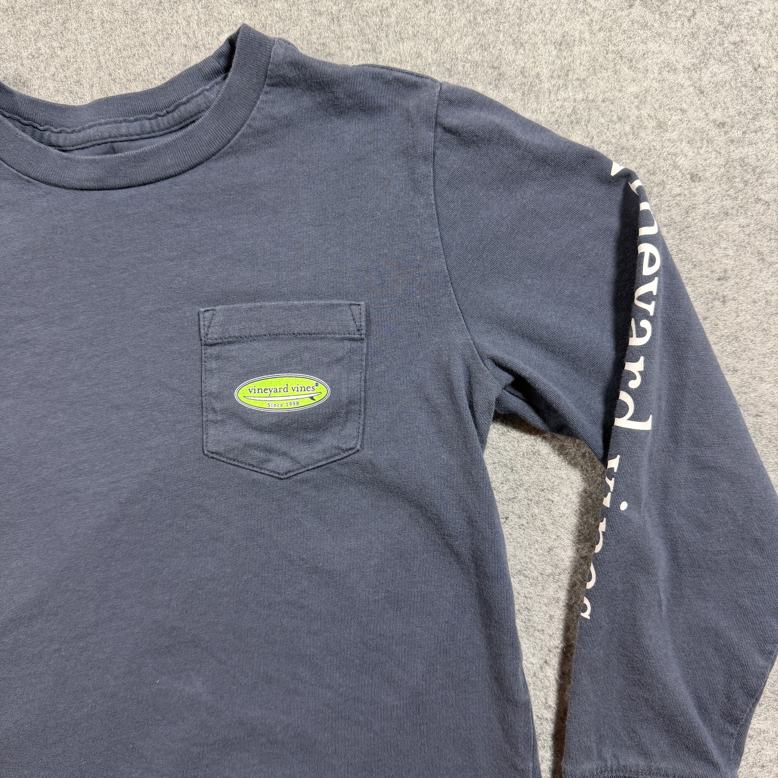 Vineyard Vines Long Sleeve Pocket T Shirt Boys 5 Navy Slate Blue Preppy Cotton thumbnail 4