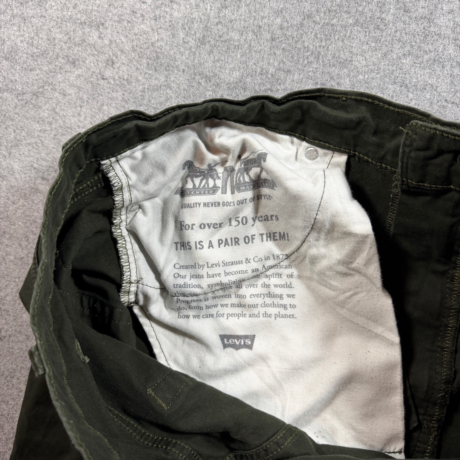 Levi's 514 Straight Fit Pants Mens 40x30 Olive Green 5 Pocket Casual Workwear thumbnail 9
