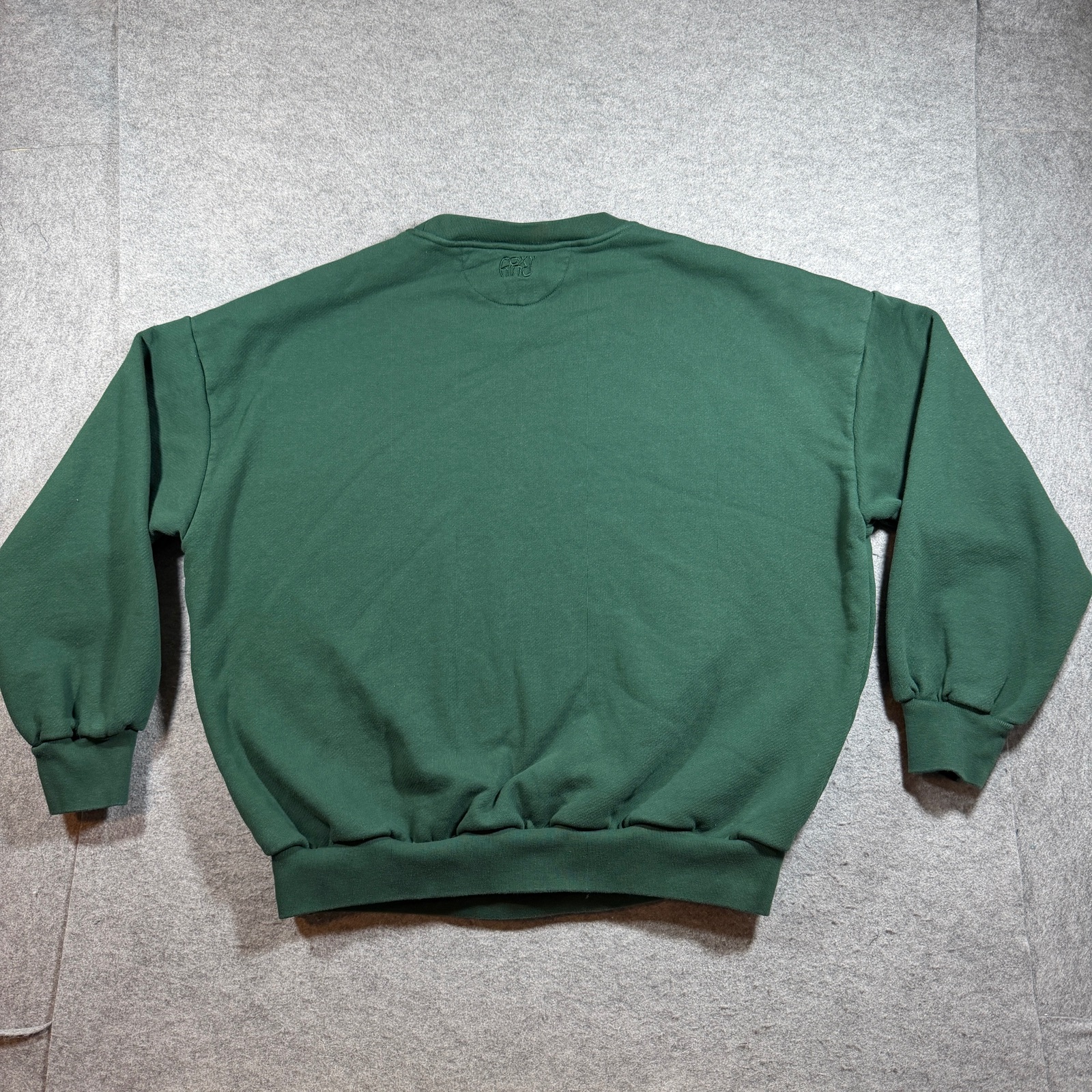 The Foxy Kind Heavyweight Sweatshirt Womens L Green Crewneck Relaxed Fit Cotton thumbnail 2