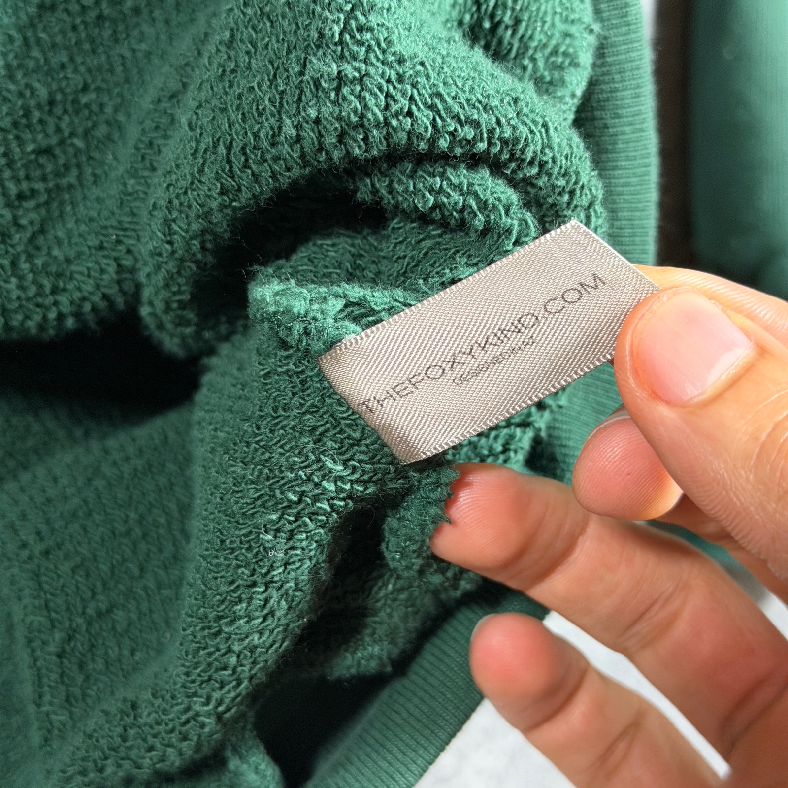 The Foxy Kind Heavyweight Sweatshirt Womens L Green Crewneck Relaxed Fit Cotton thumbnail 9