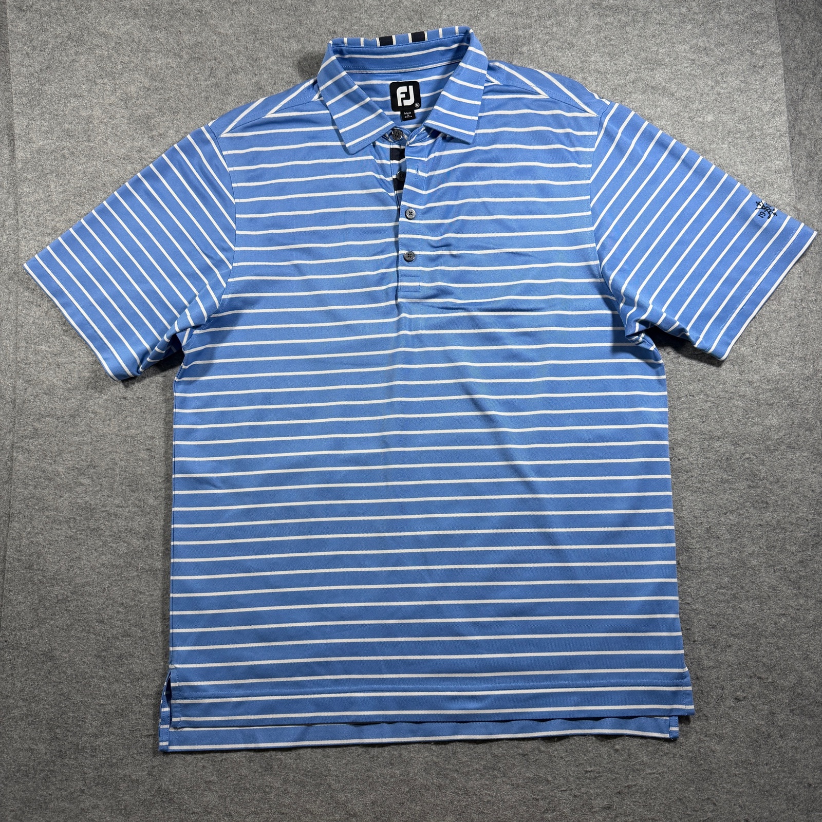 FootJoy Golf Polo Mens M Blue Striped Breathable Moisture Wicking Preppy Stretch