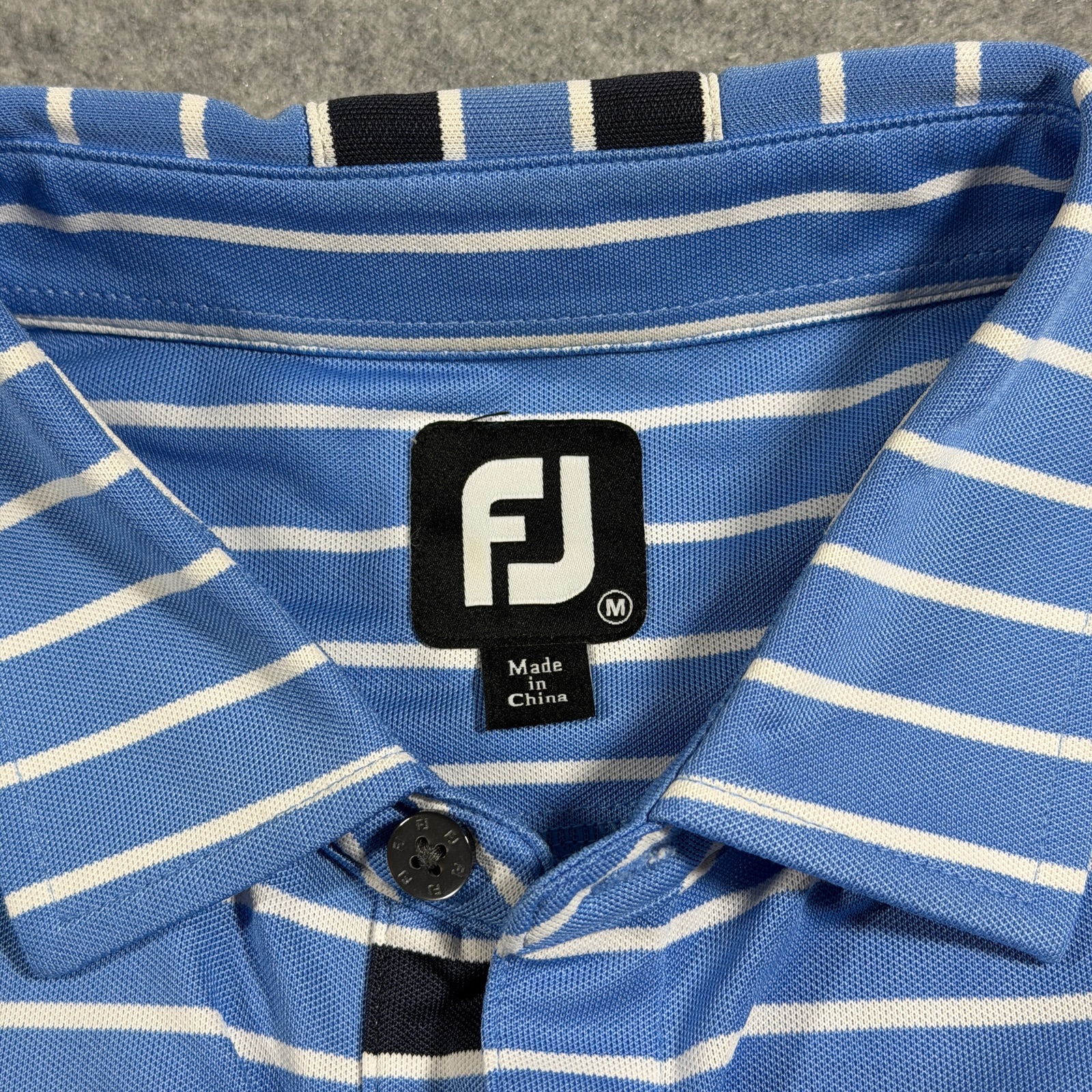 FootJoy Golf Polo Mens M Blue Striped Breathable Moisture Wicking Preppy Stretch thumbnail 3