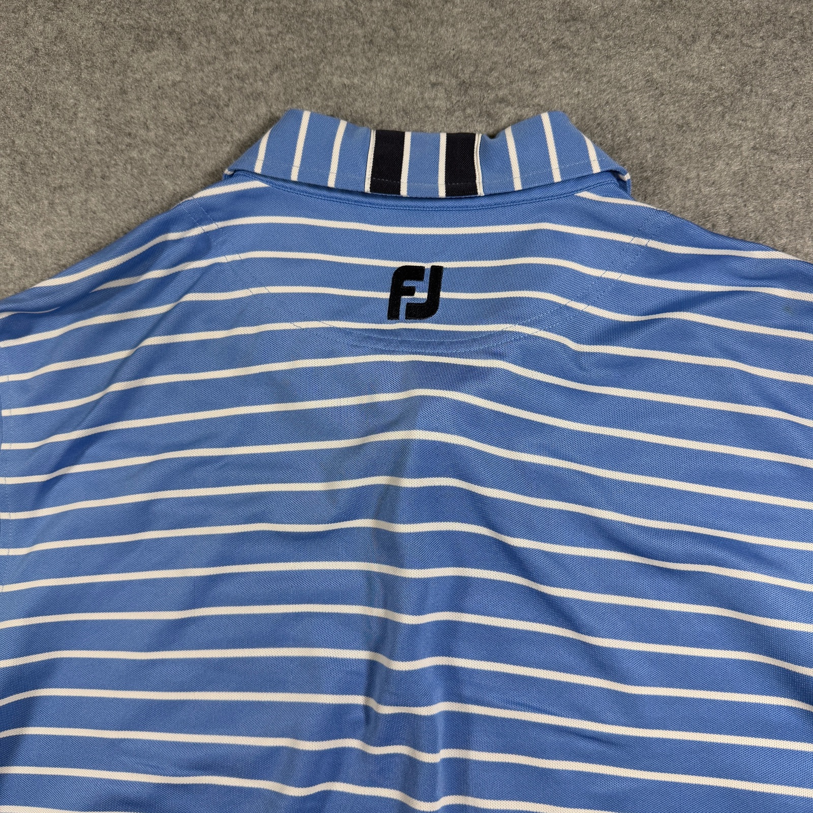 FootJoy Golf Polo Mens M Blue Striped Breathable Moisture Wicking Preppy Stretch thumbnail 4