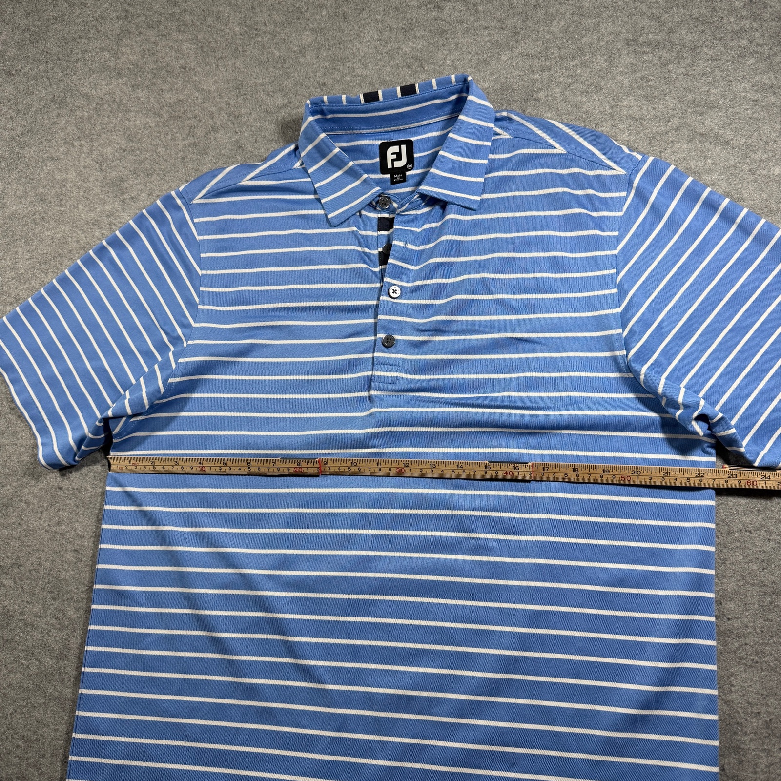 FootJoy Golf Polo Mens M Blue Striped Breathable Moisture Wicking Preppy Stretch thumbnail 7