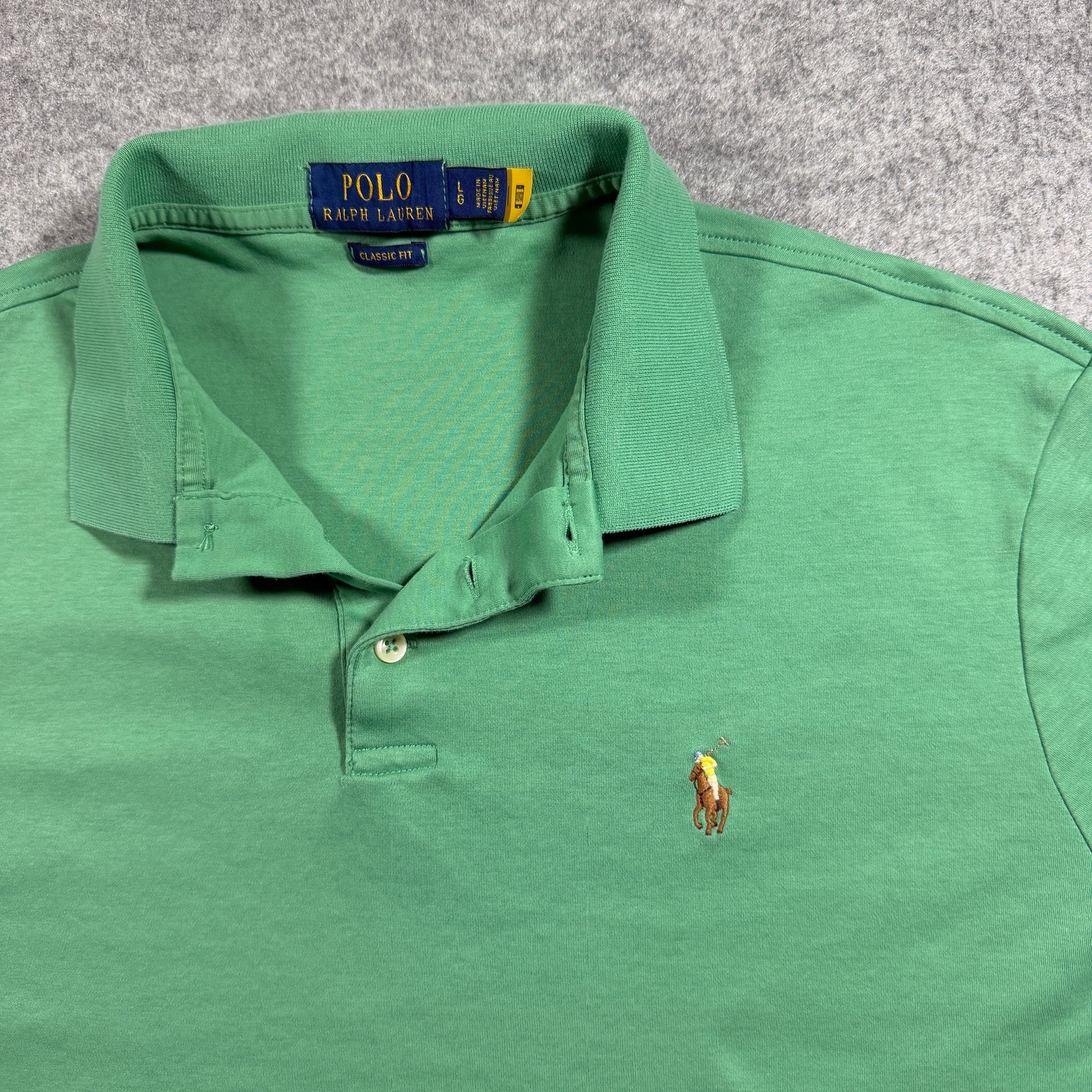 Polo Ralph Lauren Polo Shirt Mens L Green Classic Fit Soft Cotton Preppy Golf thumbnail 3