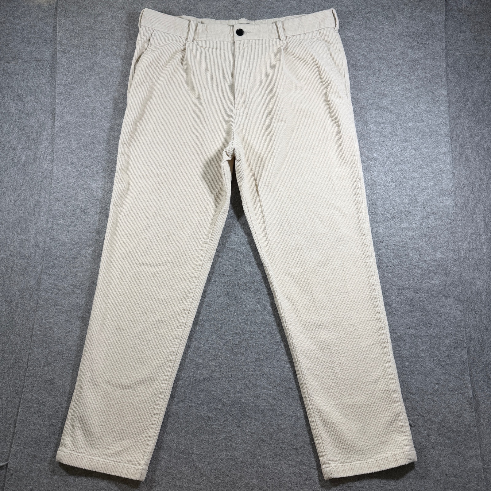 H&M Corduroy Pants Mens 36 Cream Straight Leg Regular Fit Preppy Casual Cotton