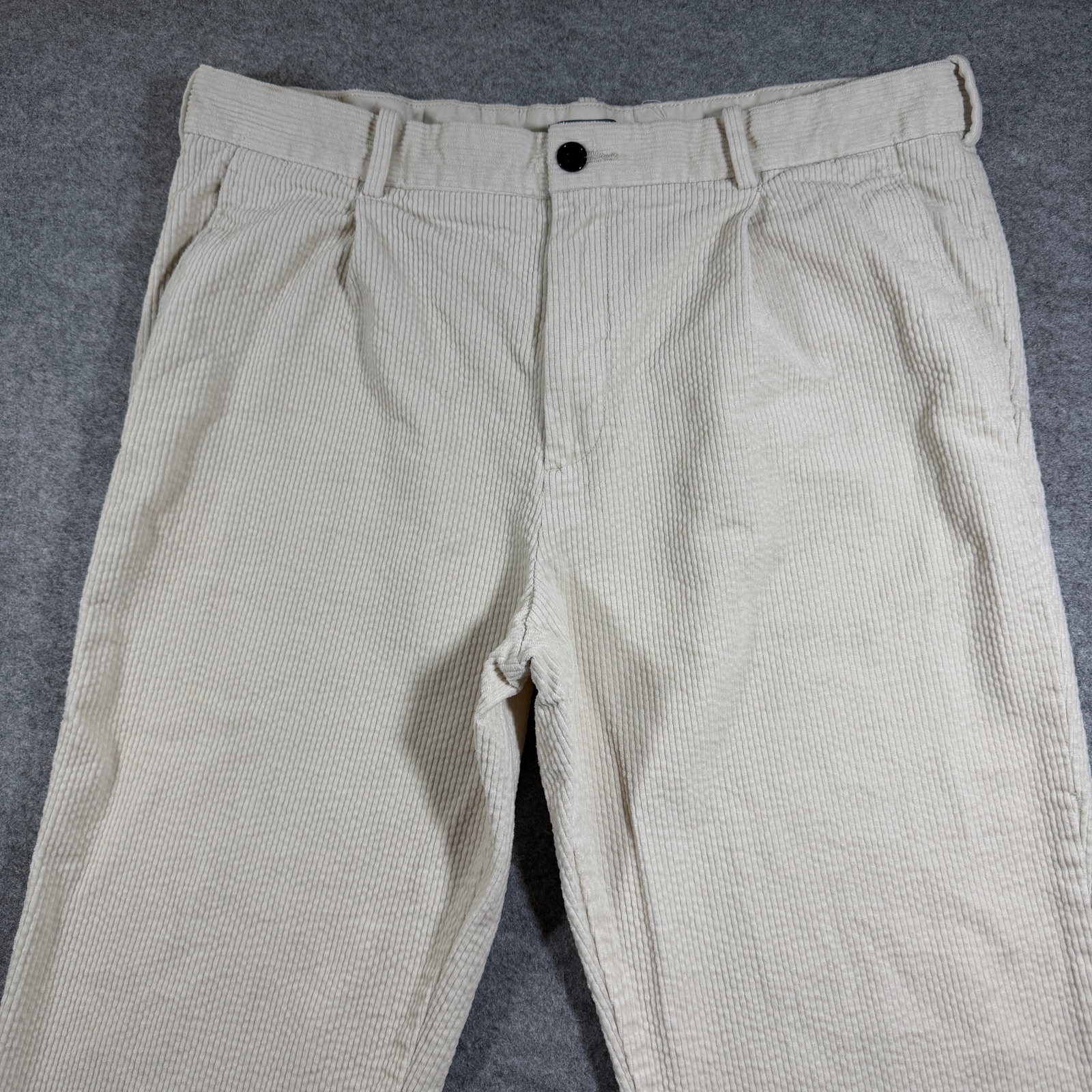 H&M Corduroy Pants Mens 36 Cream Straight Leg Regular Fit Preppy Casual Cotton thumbnail 5